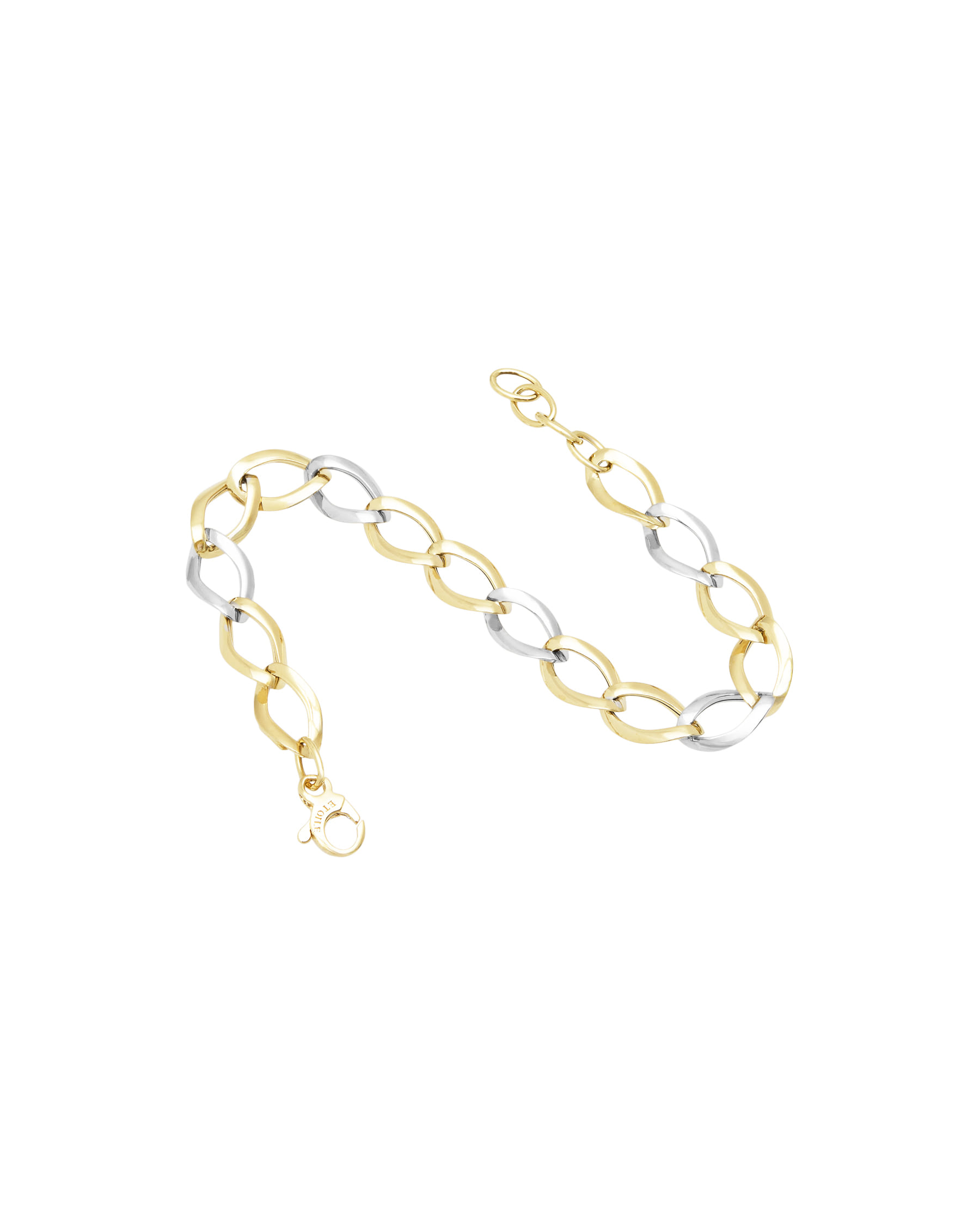Bracciale gioielli etoile con maglie ovali in oro giallo e bianco-2