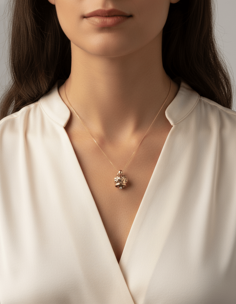 Ciondolo chantecler campanella grande in oro giallo e bianco con diamante-3