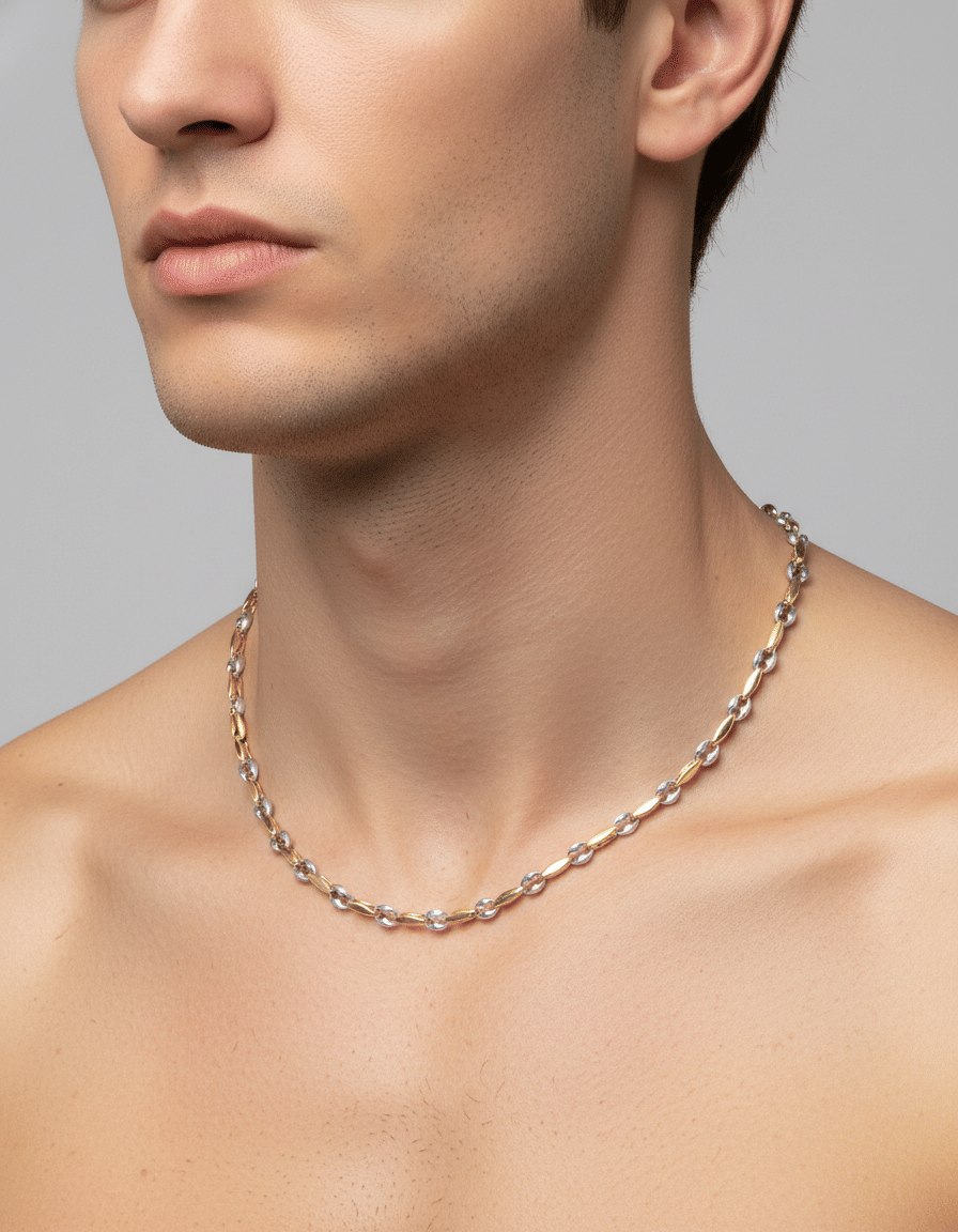 Collana marinara in oro giallo e bianco 18 kt-3