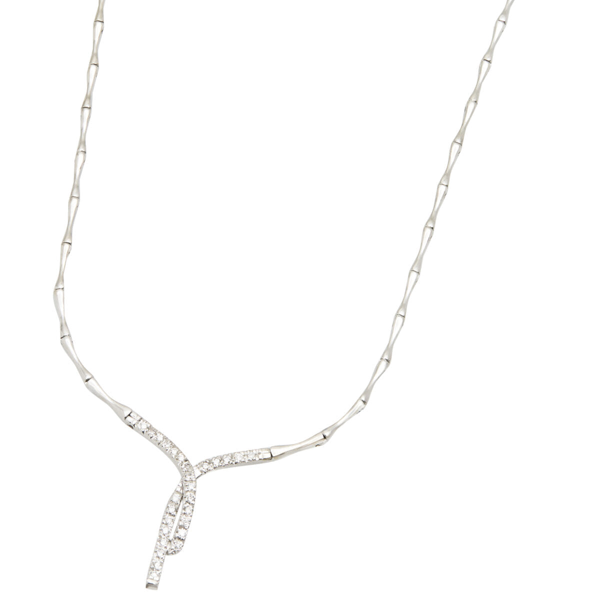 Collier intrecciato in oro bianco con diamanti-1