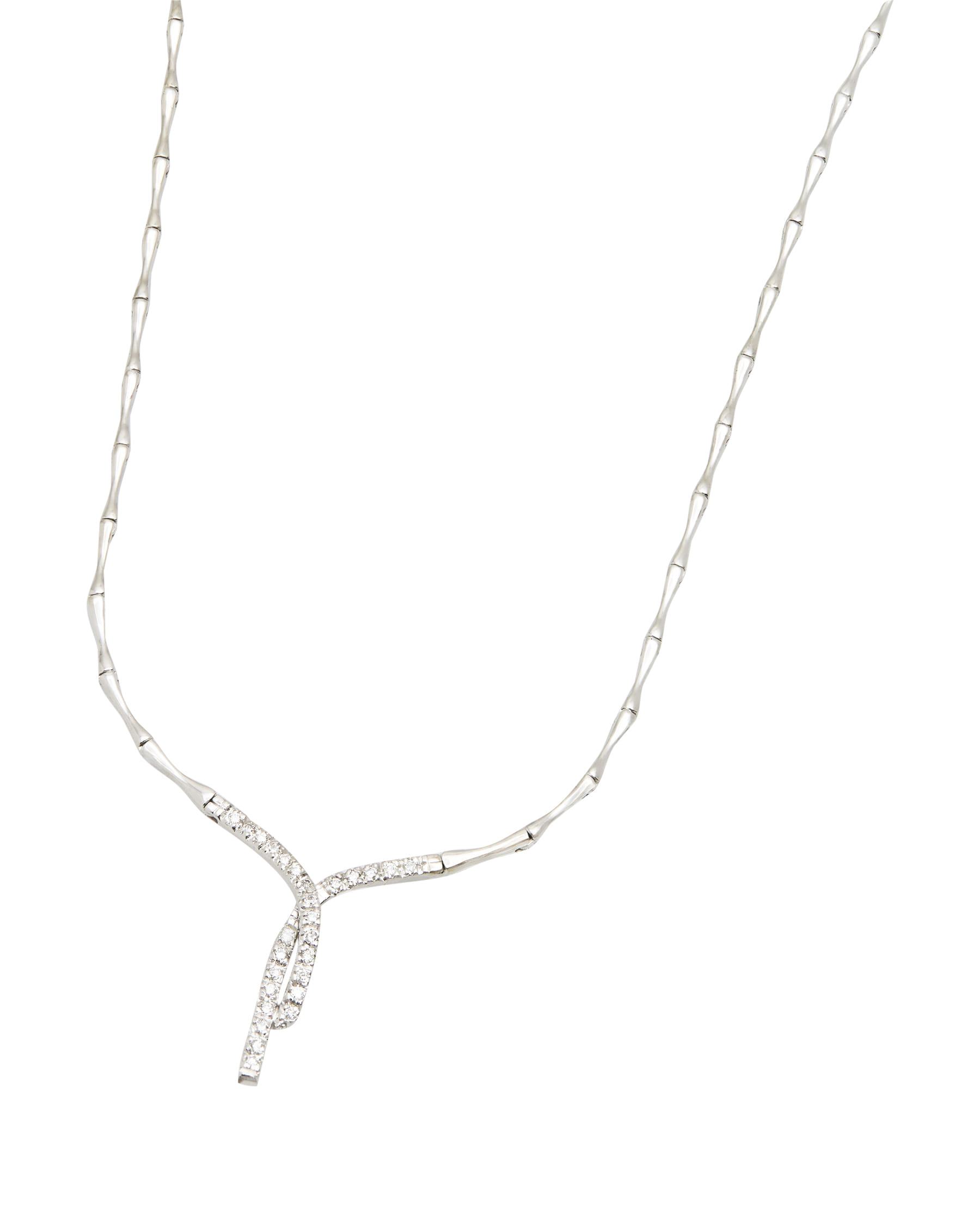 Collier intrecciato in oro bianco con diamanti-1