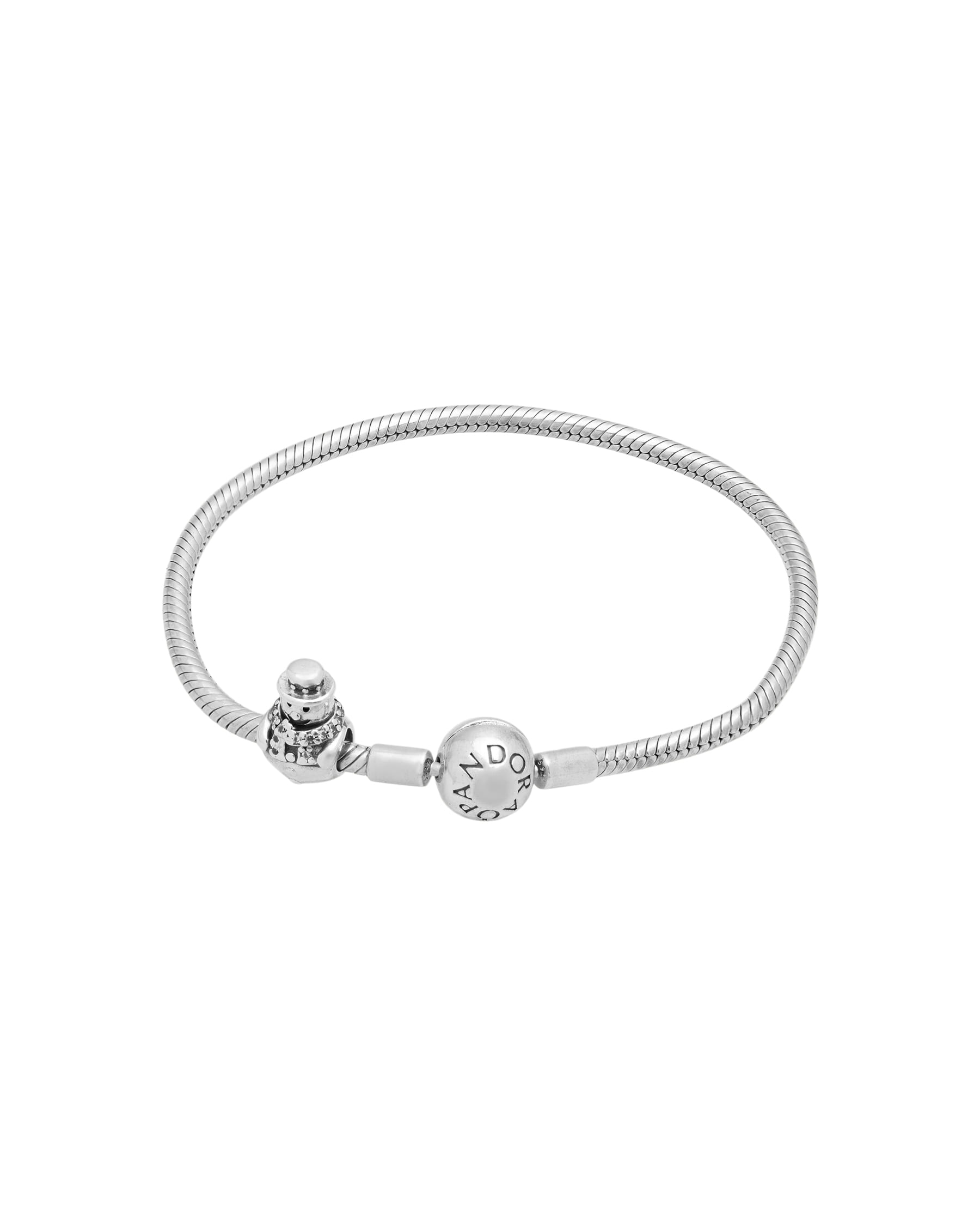 Bracciale pandora moments con chiusura a sfera e charm pupazzo di neve-1
