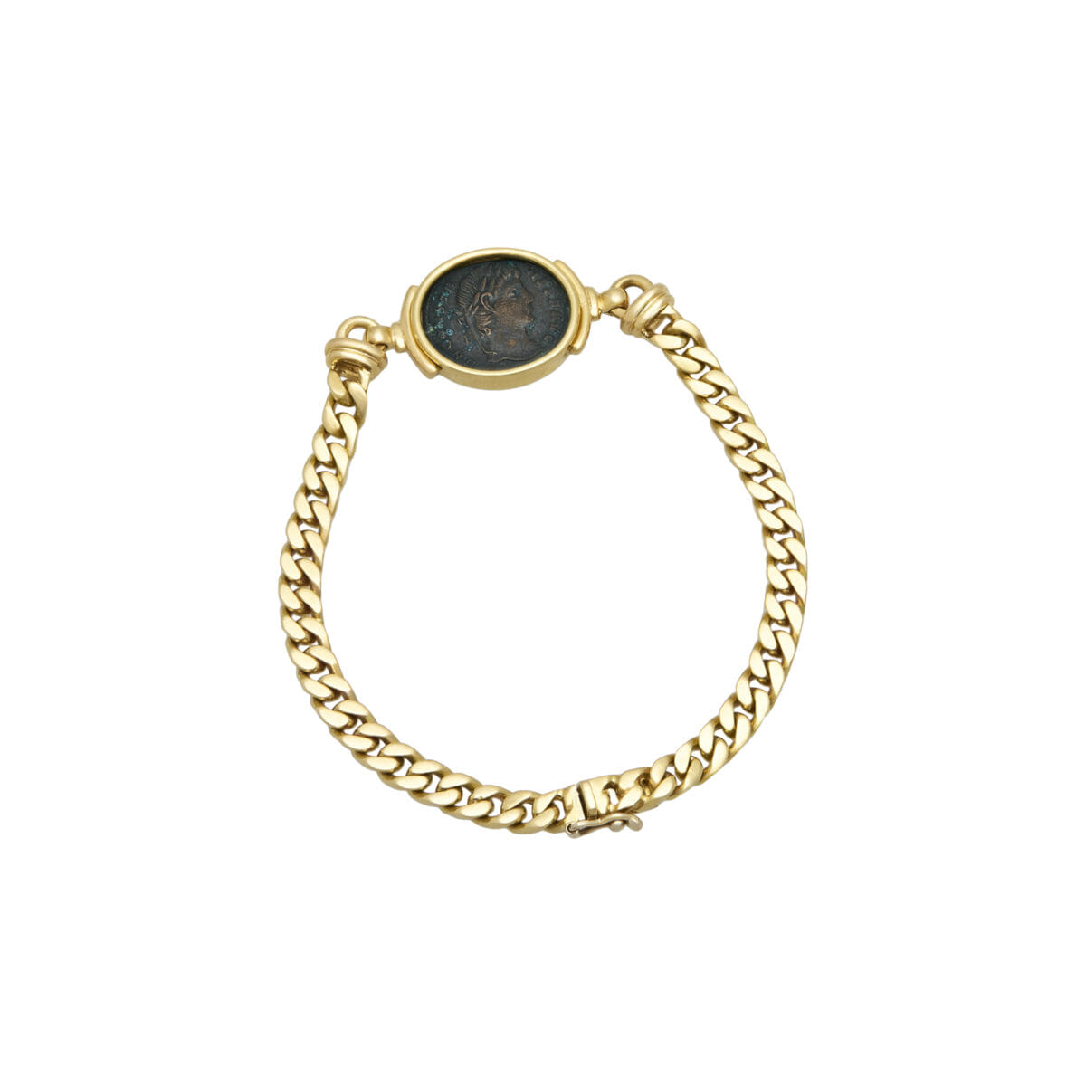 Bracciale nicoli scola maglia groumette con moneta costantino imperatore 305-337-1
