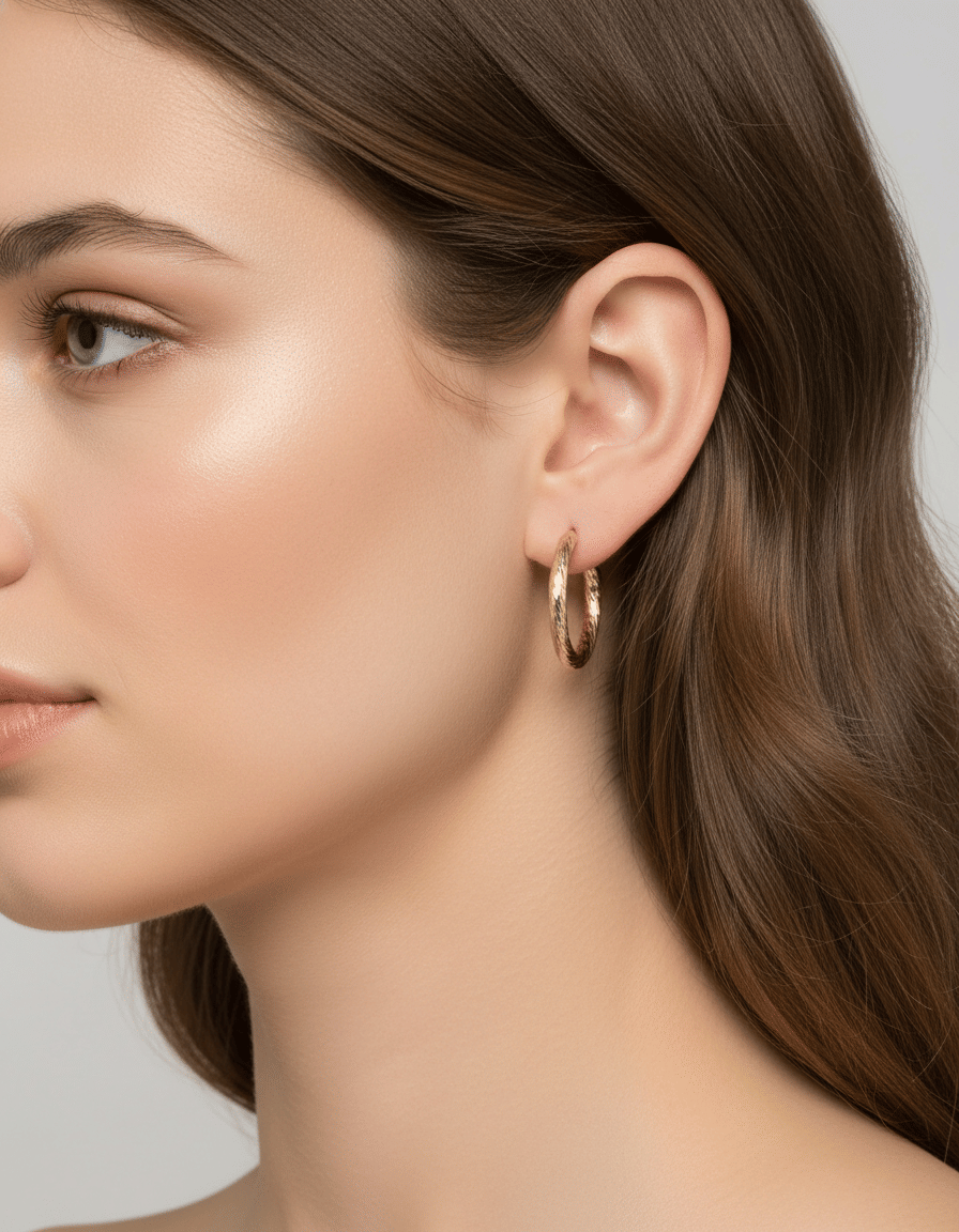 Orecchini cerchietto con lavorazione brillantata oro 18 kt-3