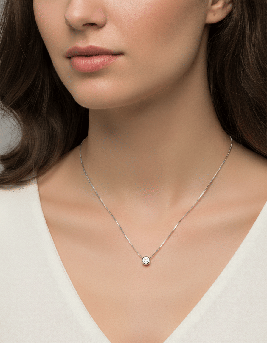 Catenina punto luce cipollino in oro bianco con diamante 0,04 ct-3