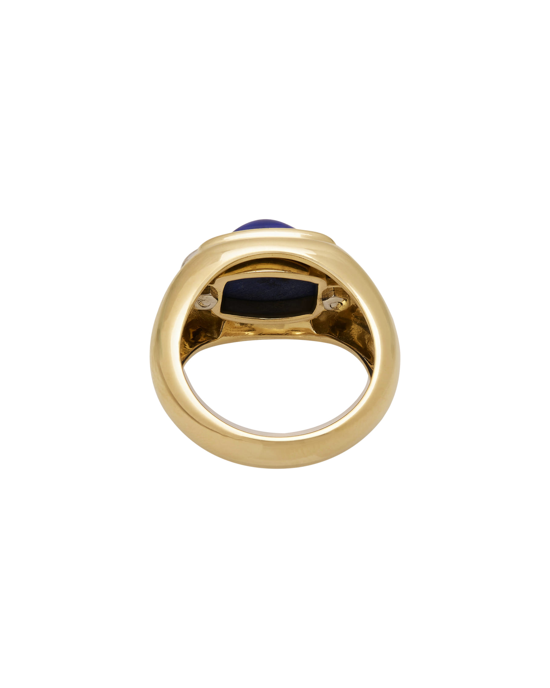 Anello in oro giallo e bianco con lapis e diamanti-3
