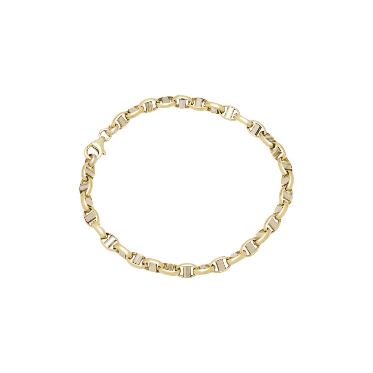 Bracciale maglia marinara in oro giallo e bianco 18 kt-1