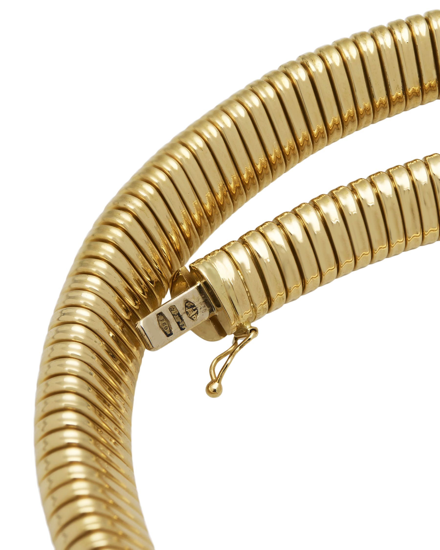 Girocollo tubogas weingrill in oro giallo e bianco con pavè di diamanti-3