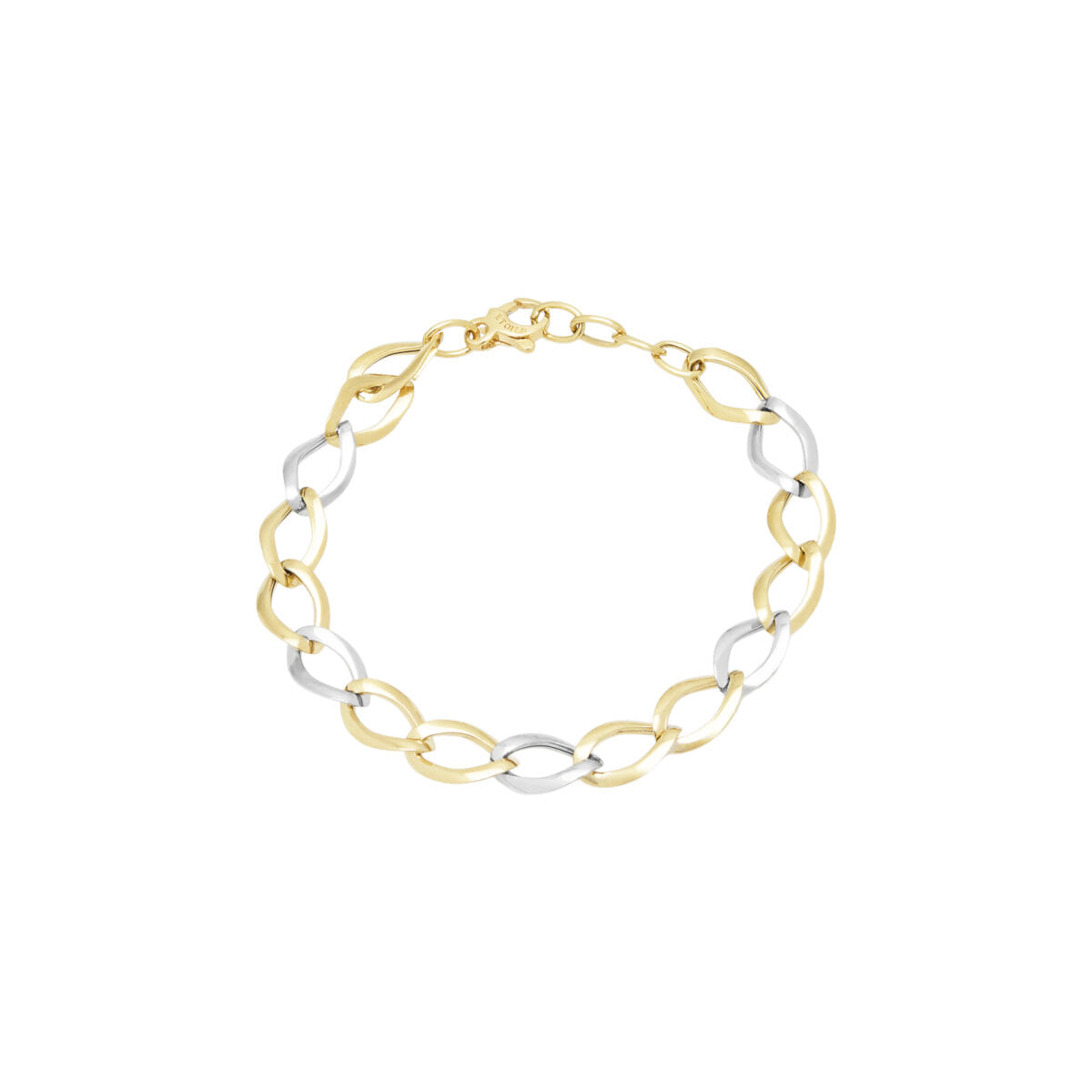 Bracciale gioielli etoile con maglie ovali in oro giallo e bianco-1