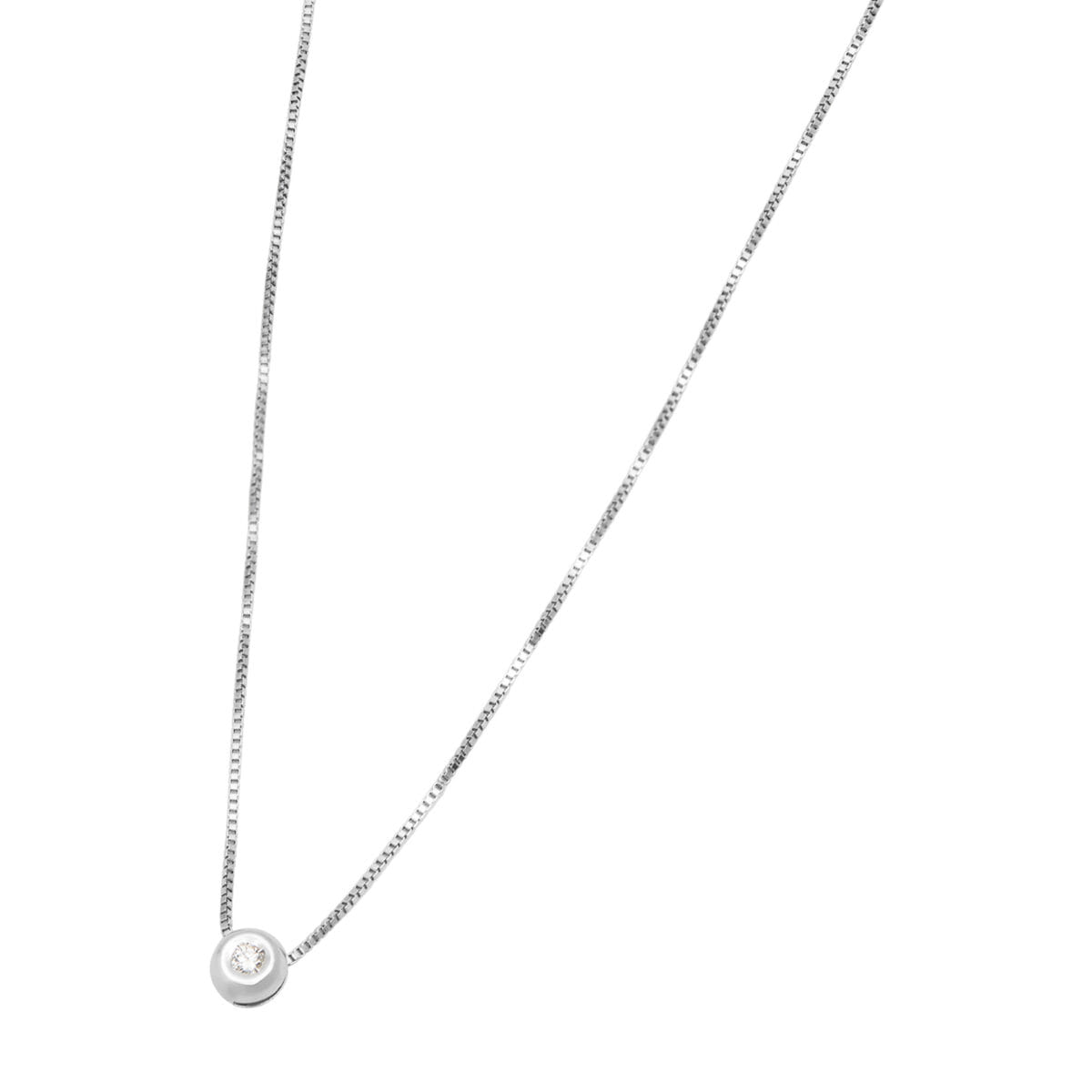 Catenina punto luce cipollino in oro bianco con diamante 0,04 ct-1