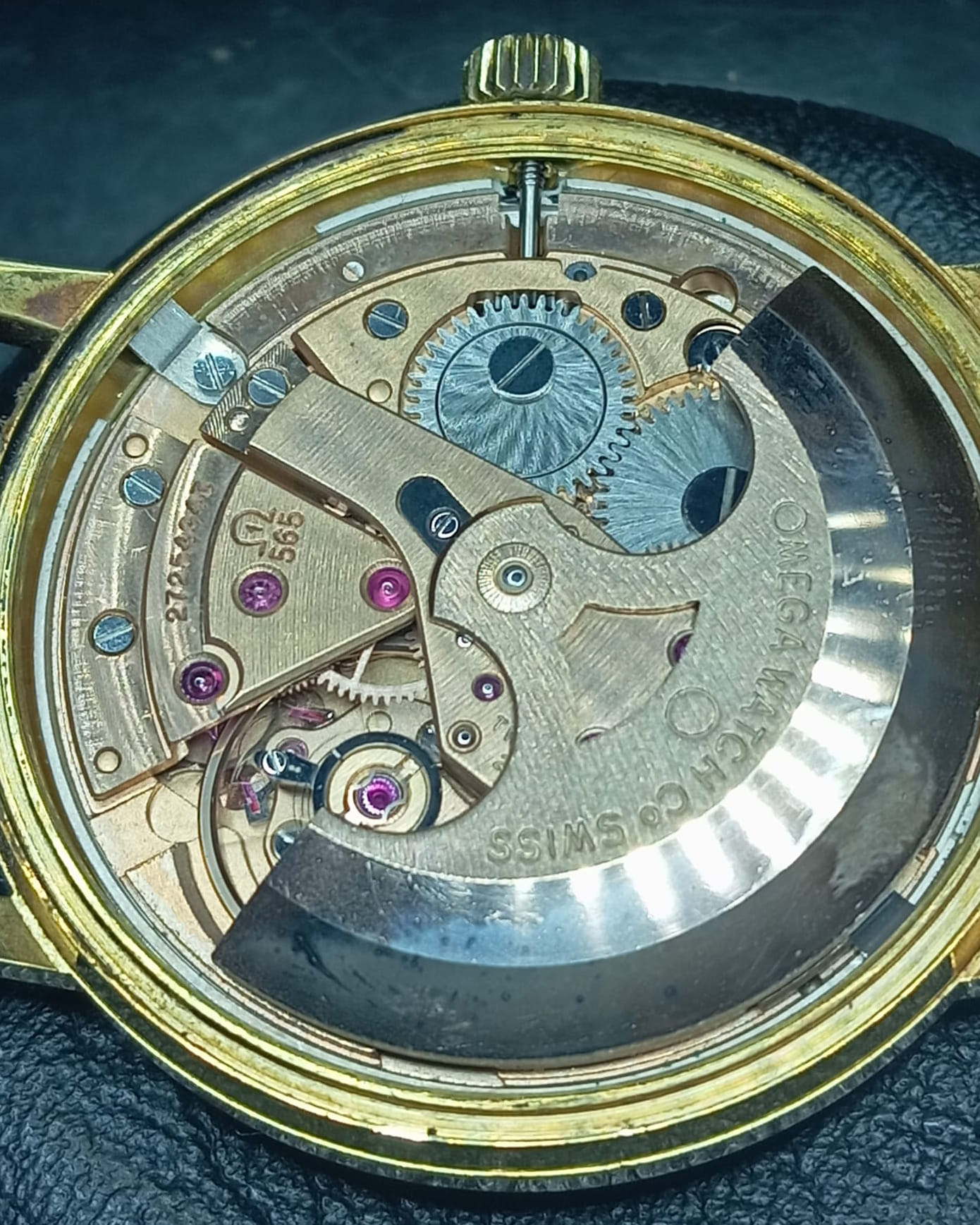 Omega classic automatic genève oro 18kt cal 565 34mm-6