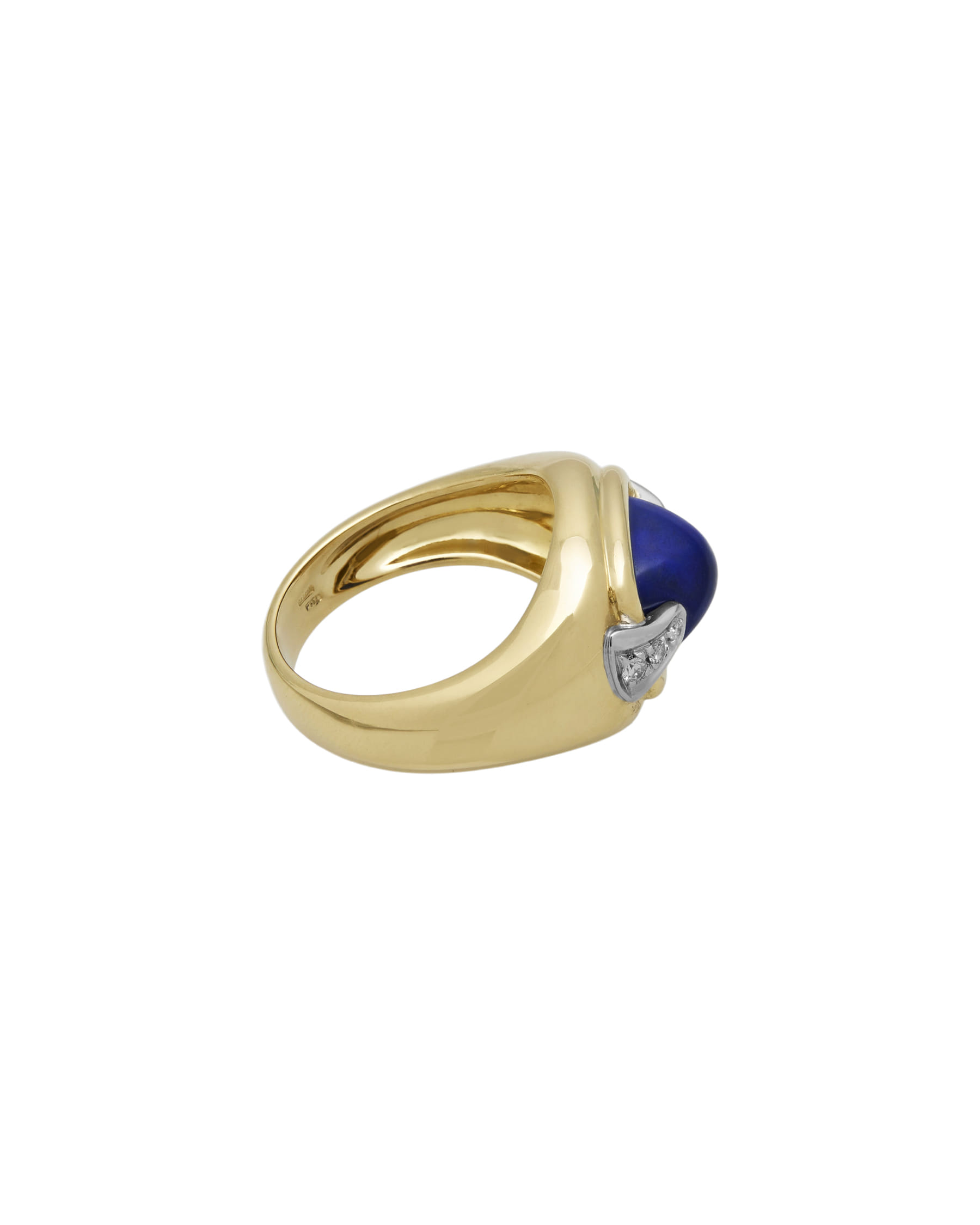 Anello in oro giallo e bianco con lapis e diamanti-2