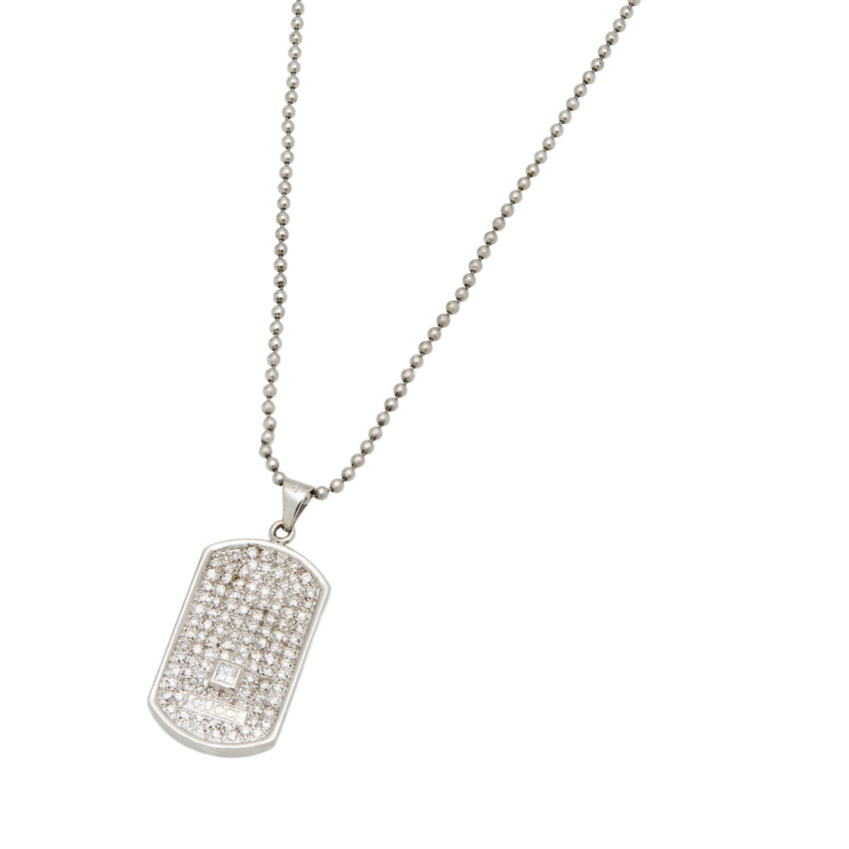 Collana gucci a palline con ciondolo dog tag in oro con diamanti-1