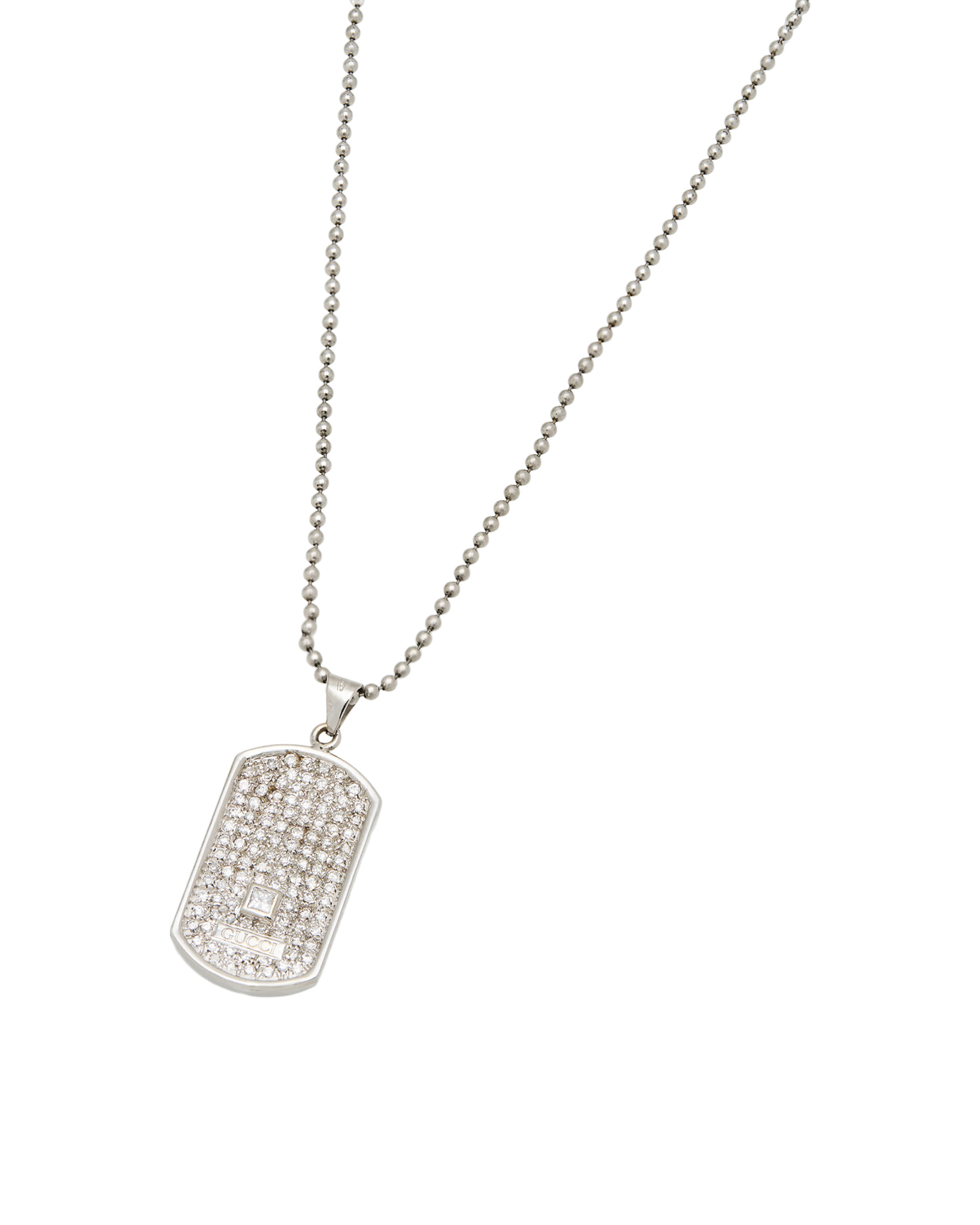 Collana gucci a palline con ciondolo dog tag in oro con diamanti-1