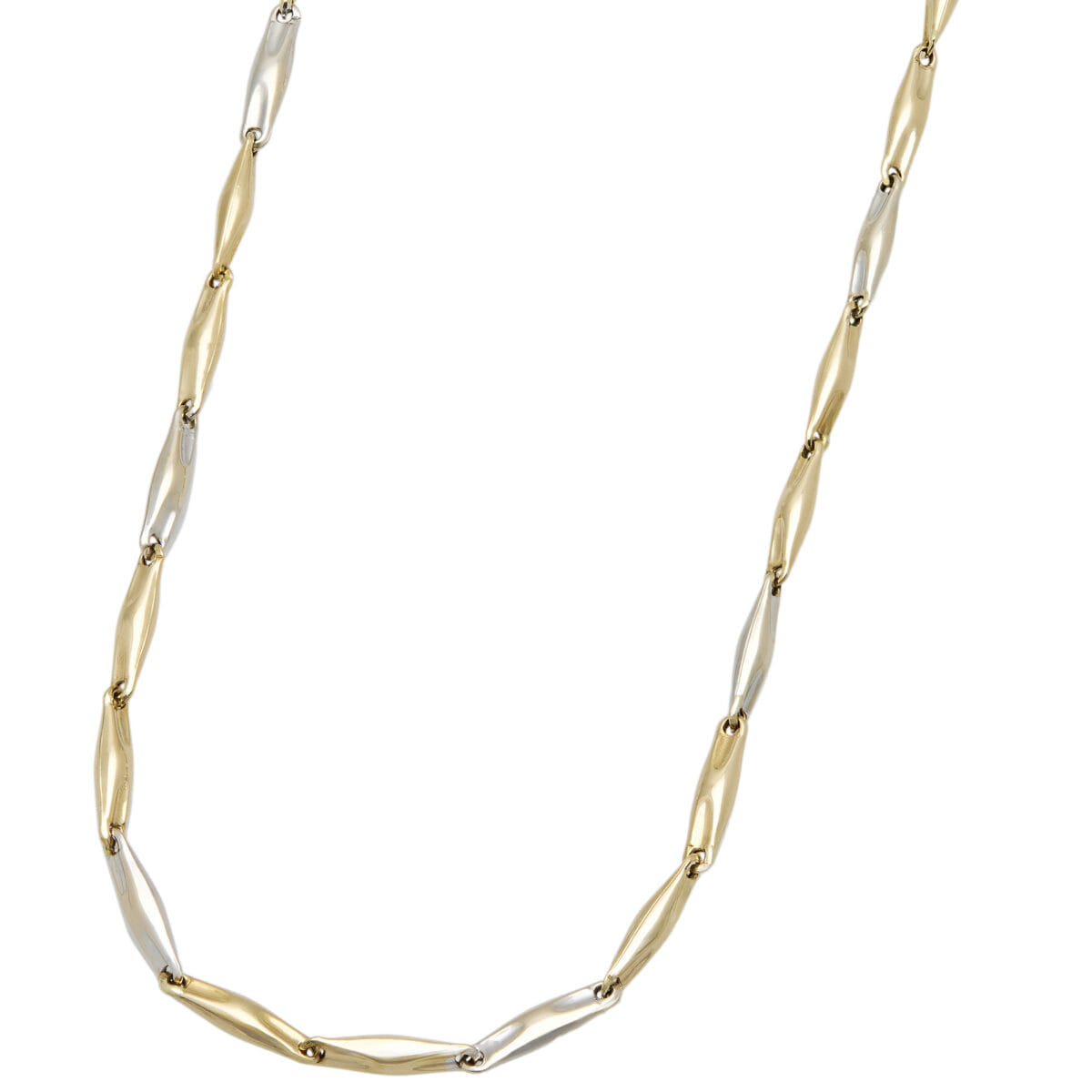 Collana maglia chicchi di riso in oro giallo e bianco-1