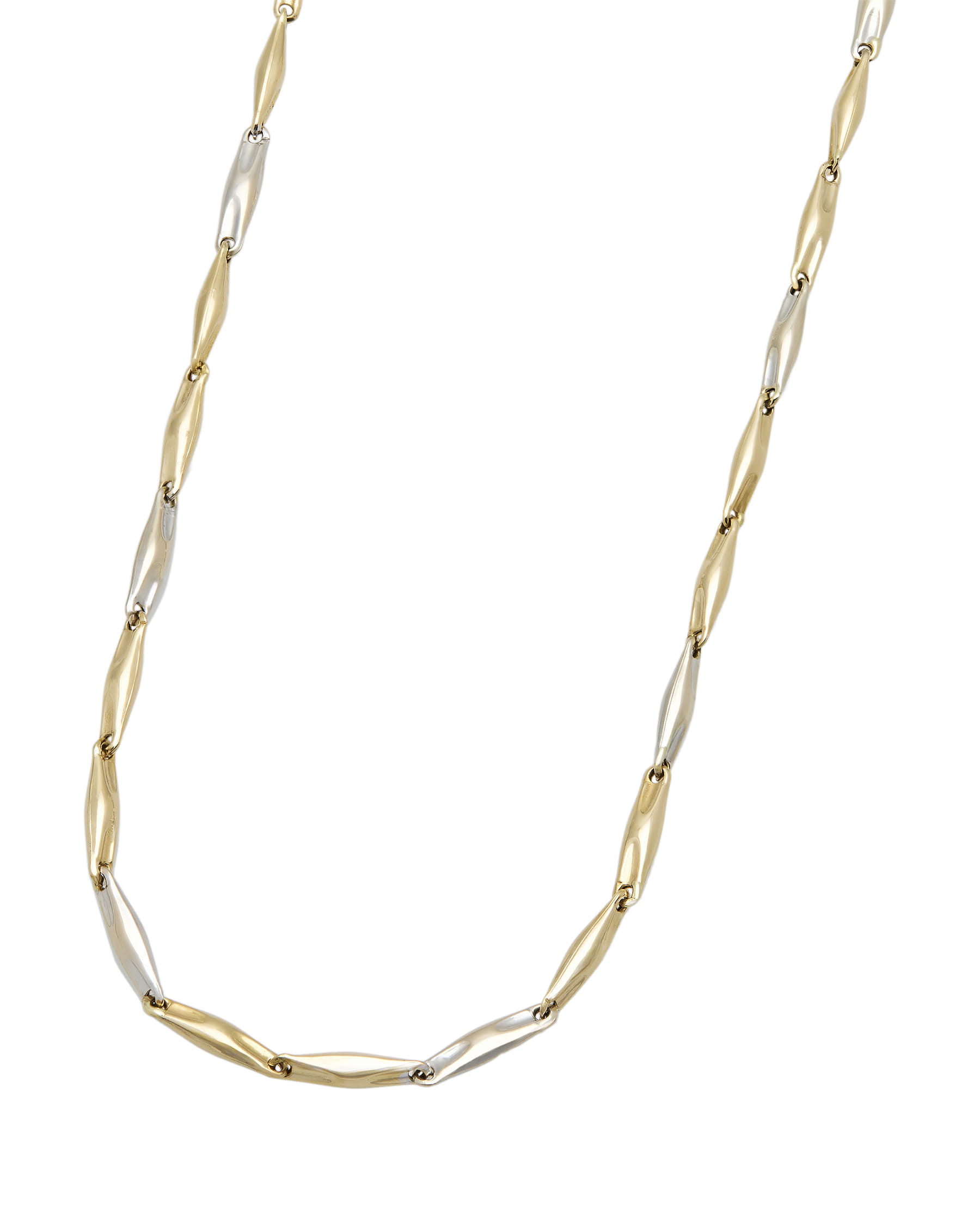 Collana maglia chicchi di riso in oro giallo e bianco-1