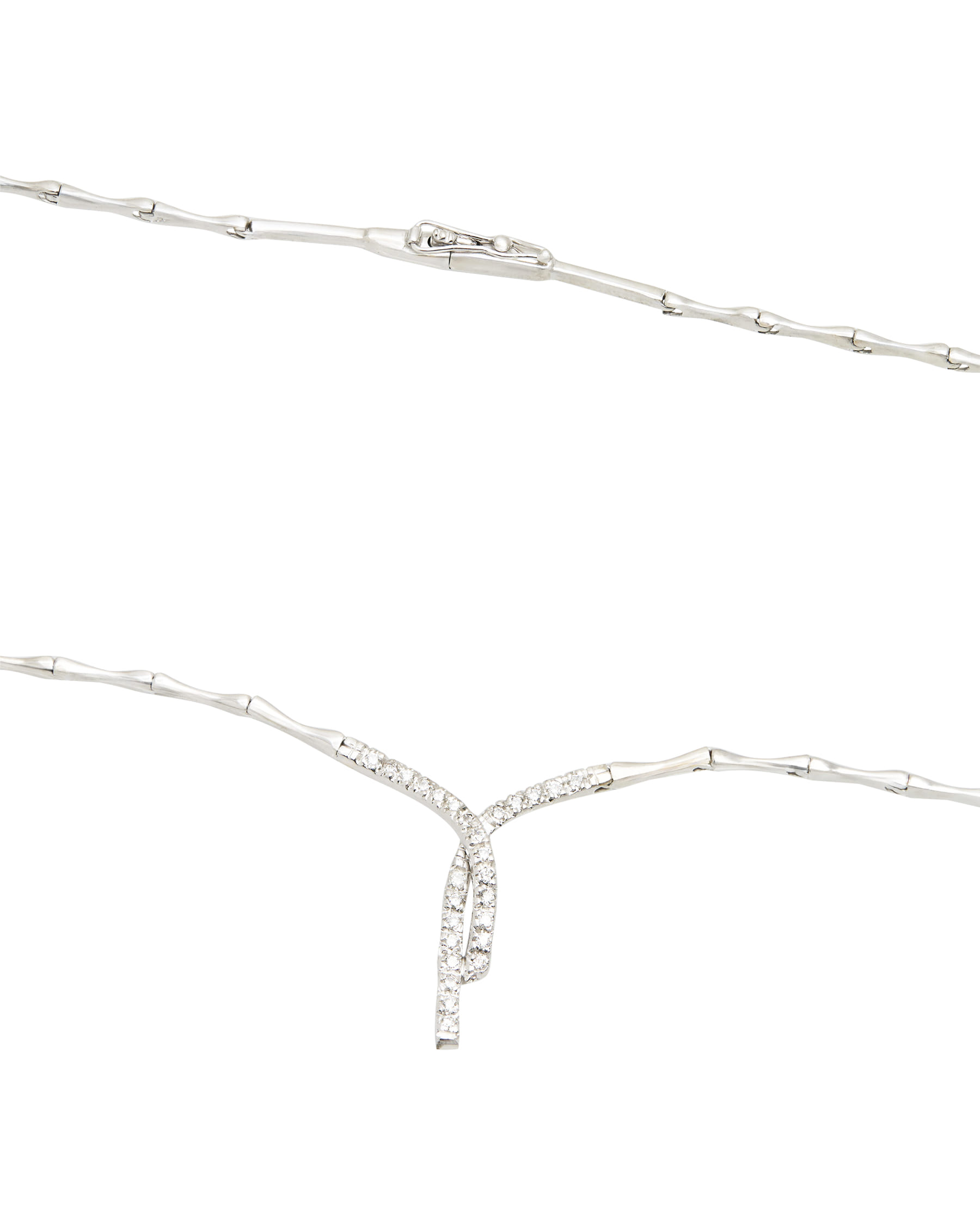 Collier intrecciato in oro bianco con diamanti-2