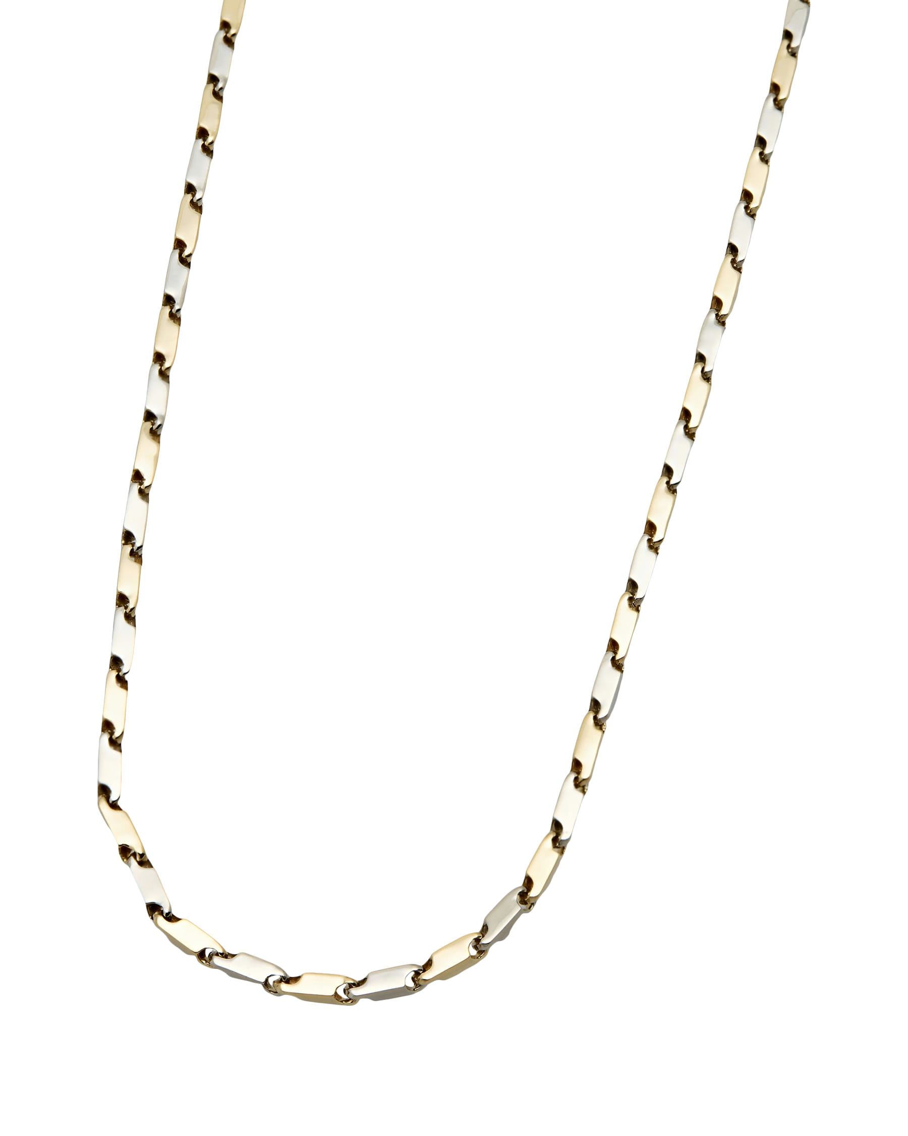 Collana maglia chicchi di riso grande in oro giallo e bianco-1