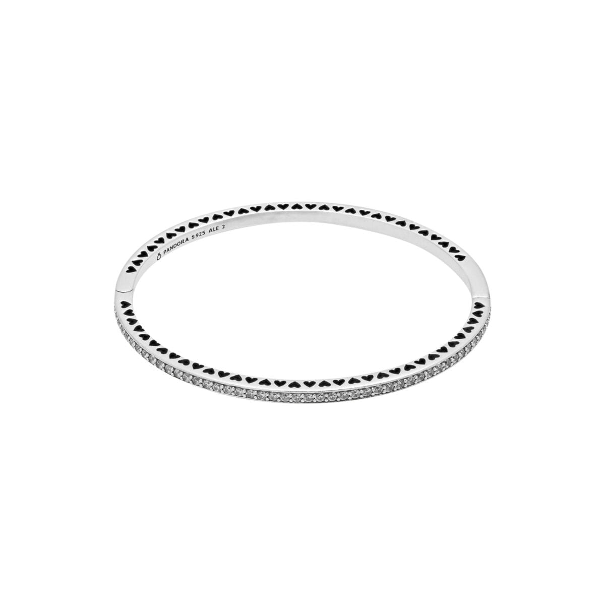 Bracciale pandora rigido con zirconia e smalto lilla in argento-1