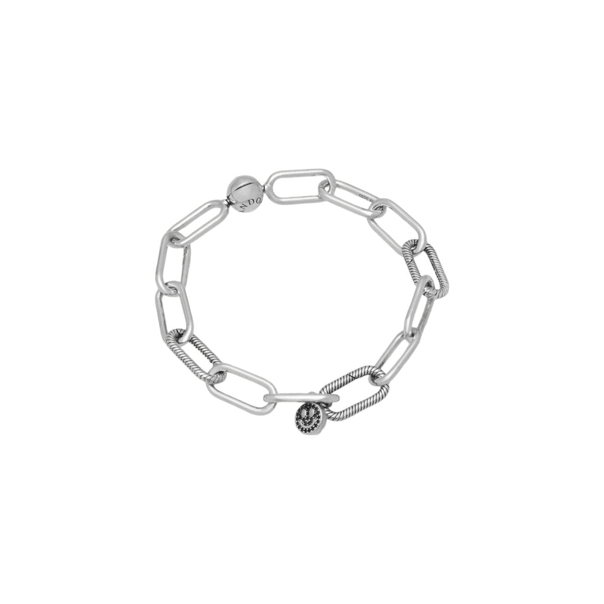 Bracciale pandora me maglia link medium con chiusura a sfera con charm smile-1