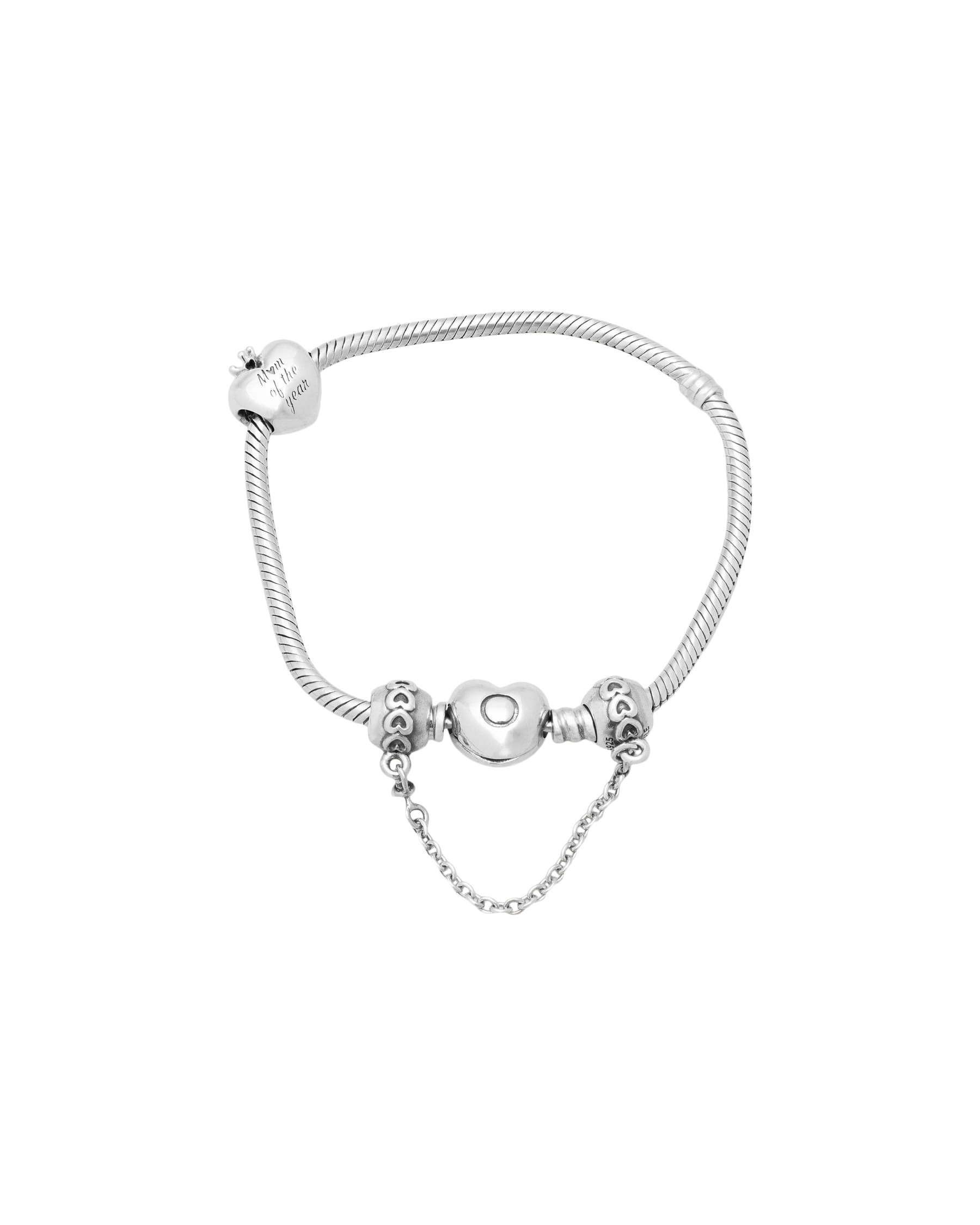 Bracciale pandora moments con chiusura, catena di sicurezza e charm mom a cuore-1