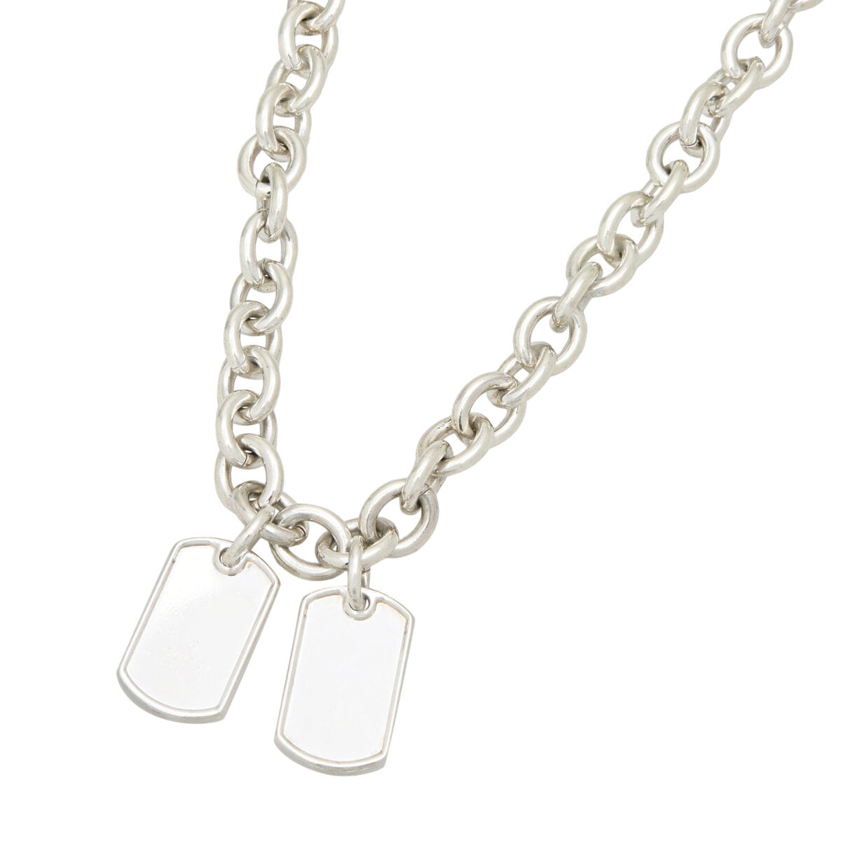 Collana gucci maglia catena con ciondoli dog tag in argento-1