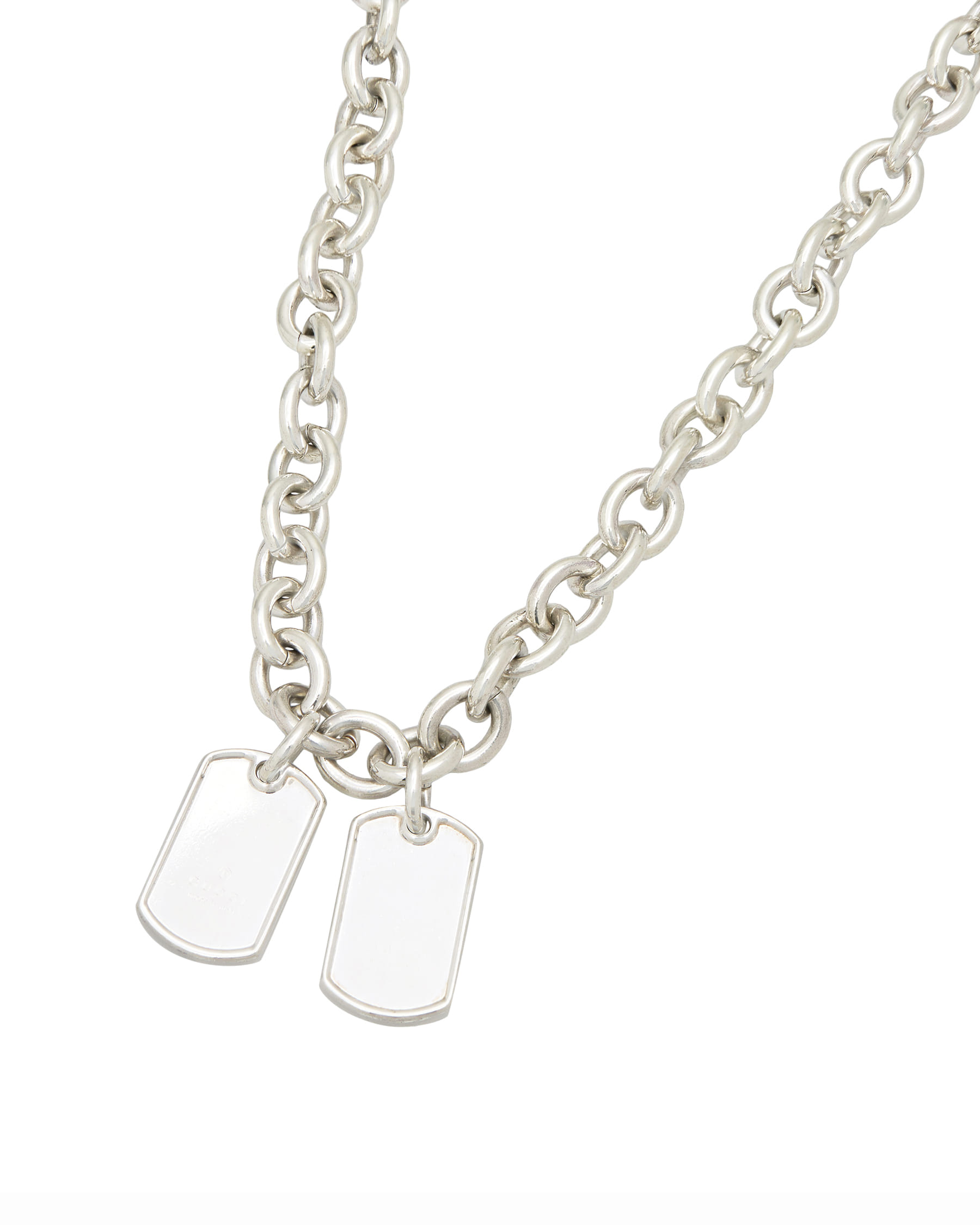 Collana gucci maglia catena con ciondoli dog tag in argento-1