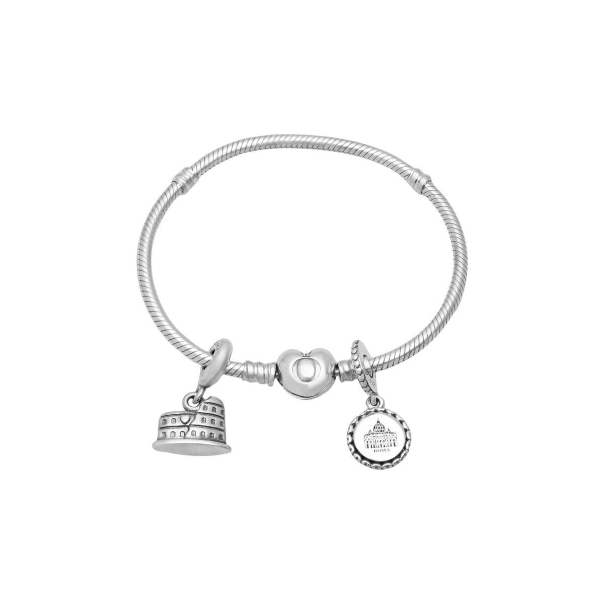 Bracciale pandora moments con chiusura a cuore e charms tema città di roma-1