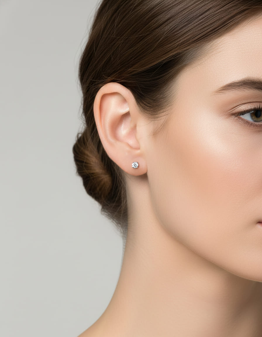 Orecchini punto luce con 6 griffe in oro bianco e diamanti 0,50 ct-3