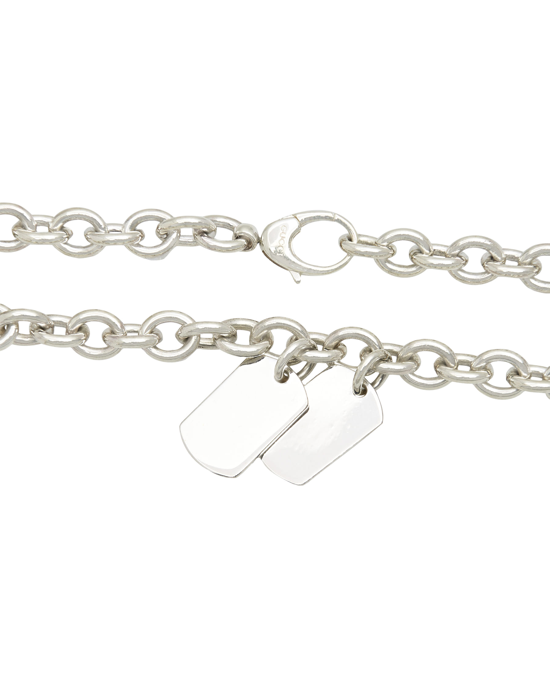Collana gucci maglia catena con ciondoli dog tag in argento-2
