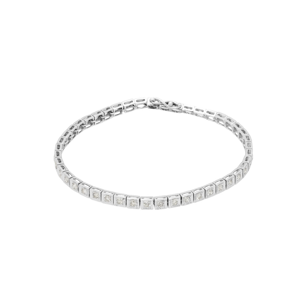 Bracciale tennis in oro bianco con diamanti light brown-1