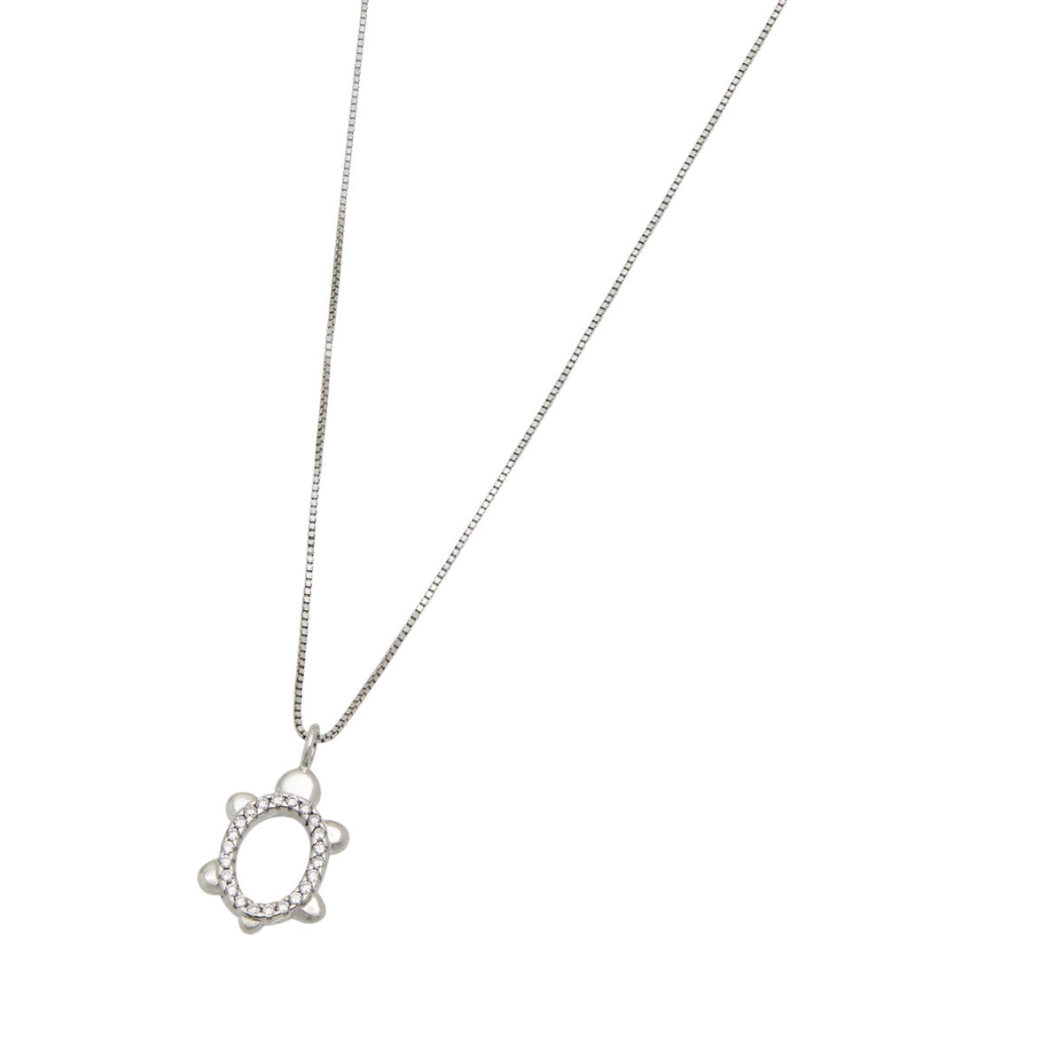 Catenina veneziana con ciondolo tartaruga e diamanti in oro bianco-1