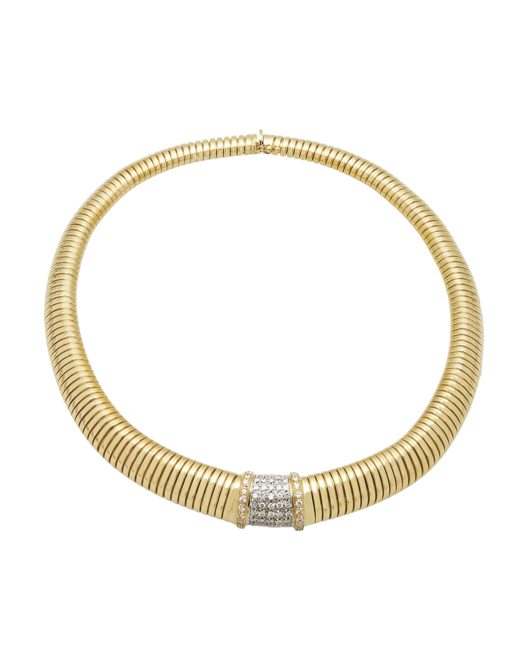 Girocollo tubogas weingrill in oro giallo e bianco con pavè di diamanti-1