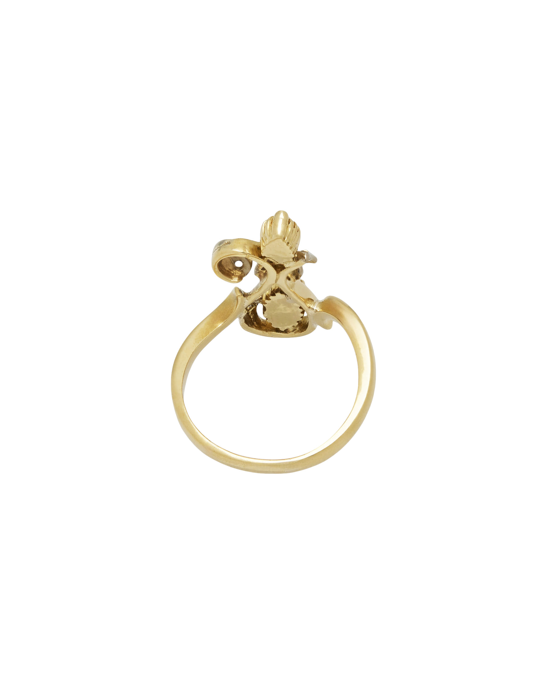 Anello design vintage in oro giallo con diamanti marquise-3