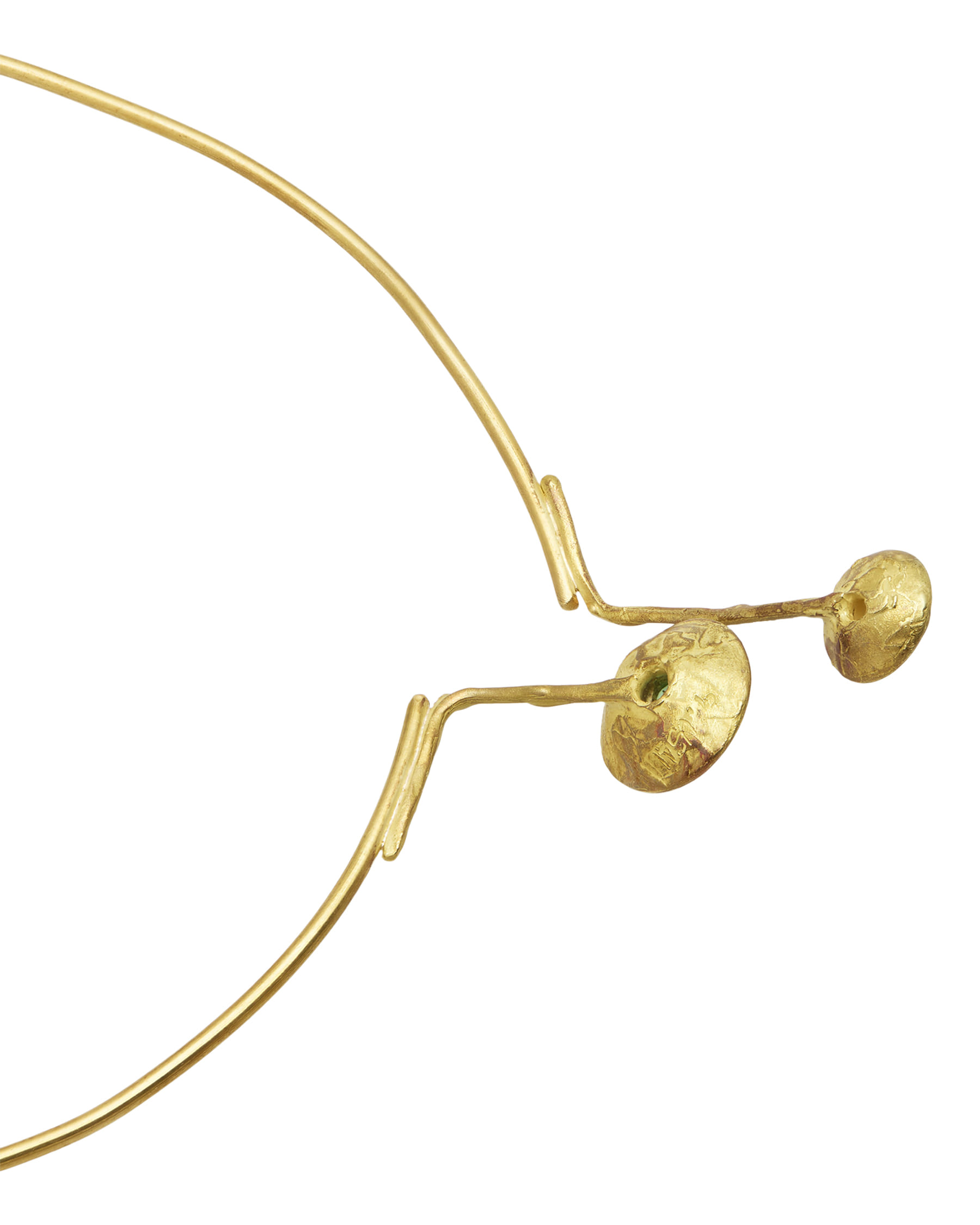 Girocollo d’artista usai in oro giallo con diamante e smeraldo-2