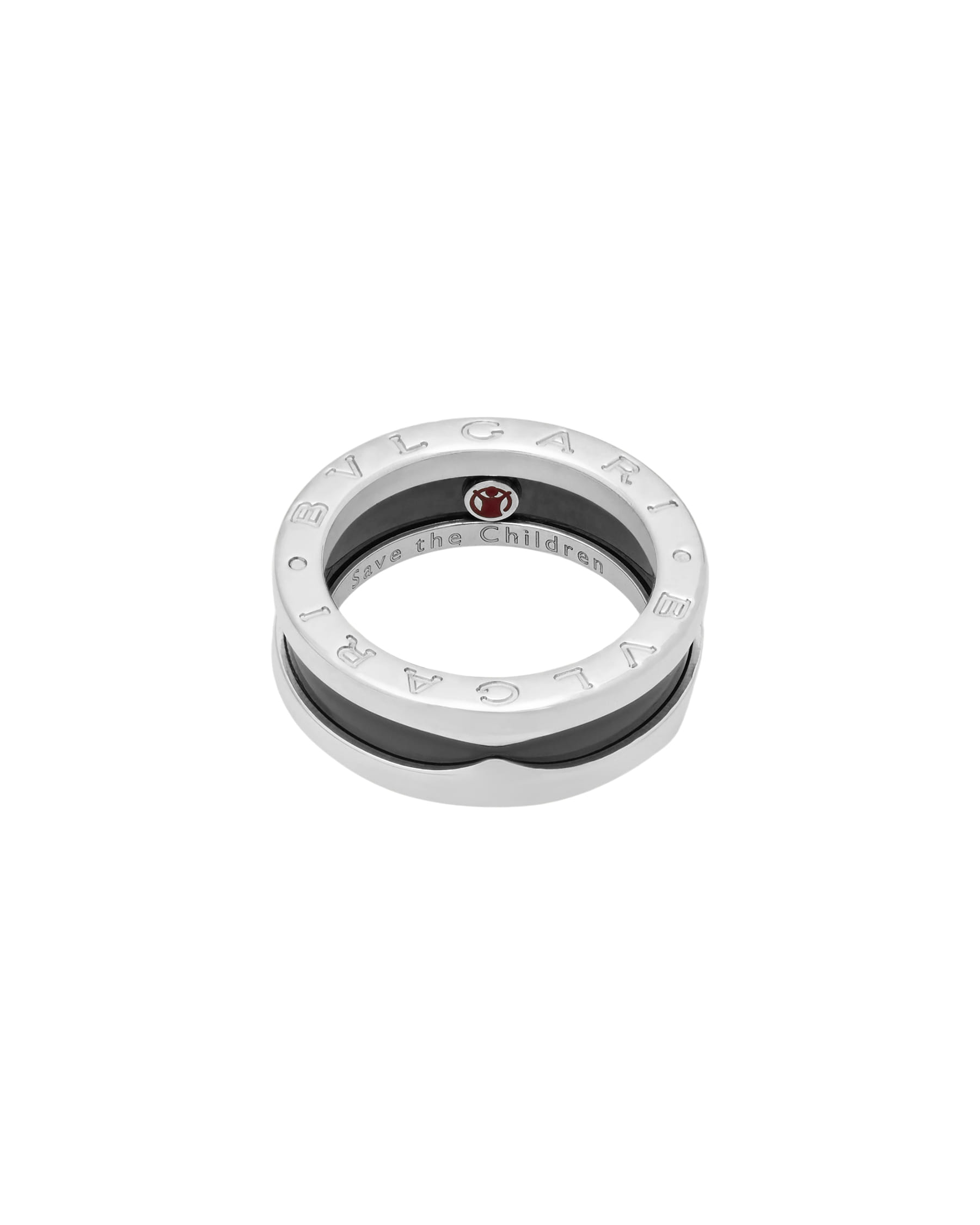 Anello bulgari b01 save the children in argento e ceramica nera-2