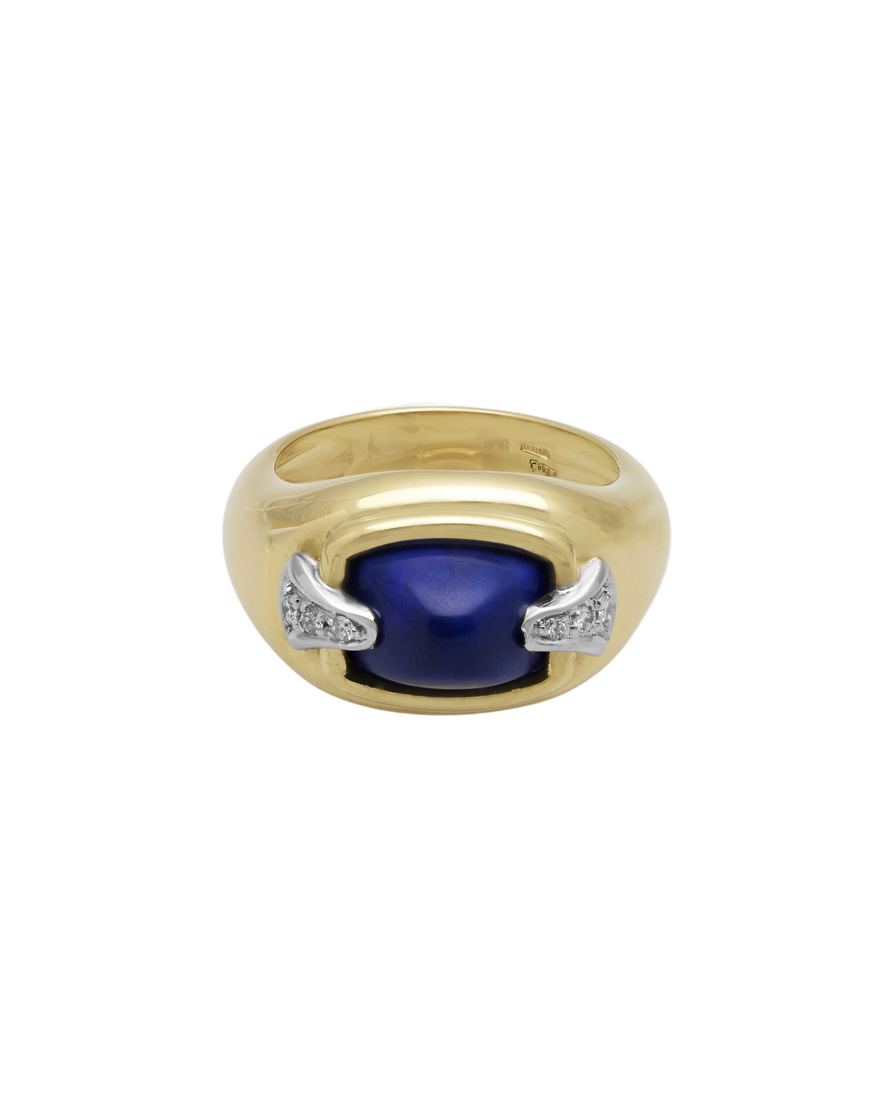 Anello in oro giallo e bianco con lapis e diamanti-1