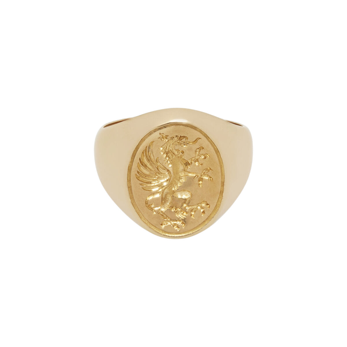 Anello sigillo in oro giallo 18kt con grifone-1