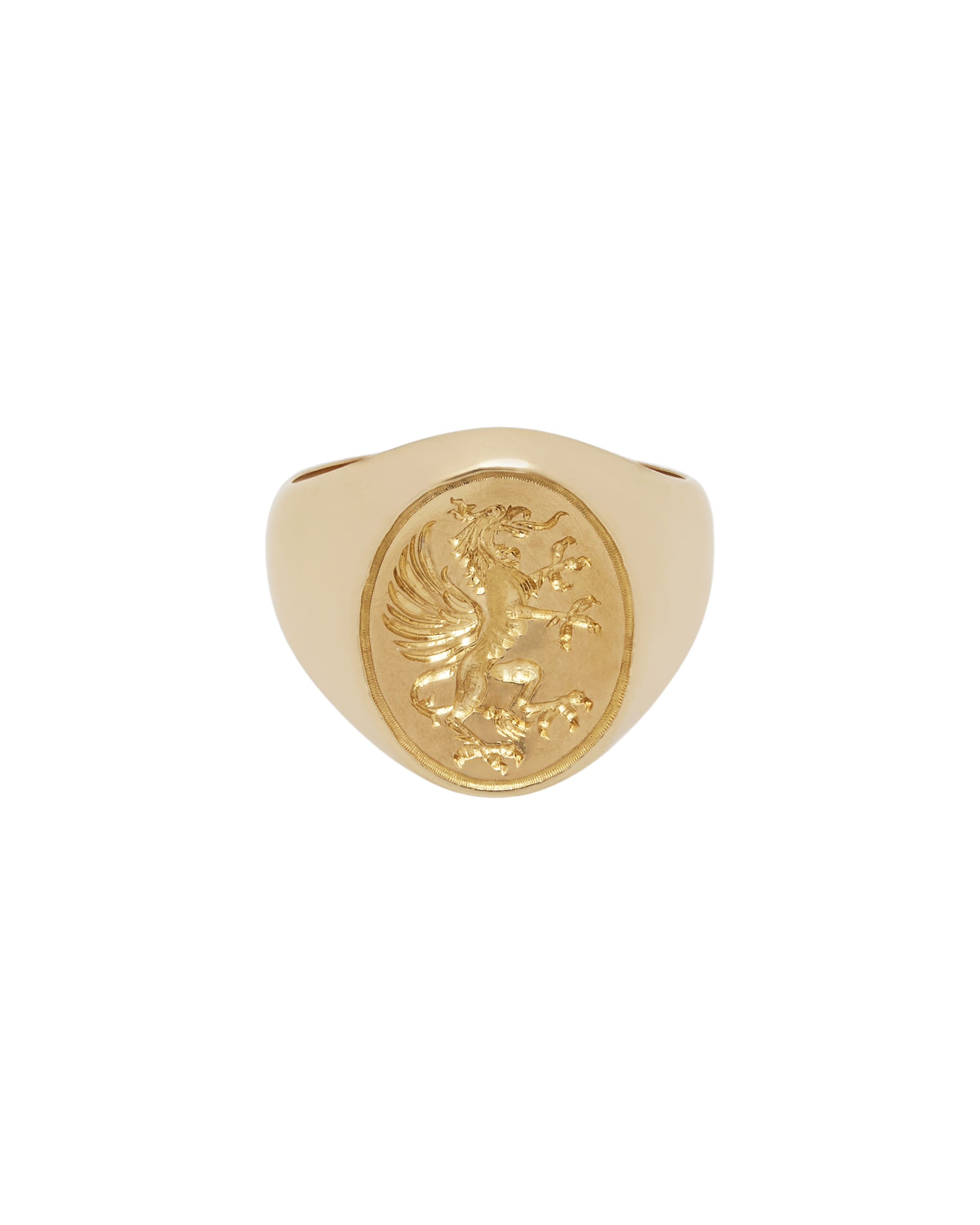 Anello sigillo in oro giallo 18kt con grifone-1