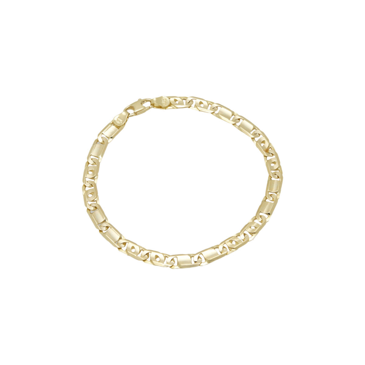 Bracciale in oro giallo con maglia piena occhio di tigre e di pernice-1