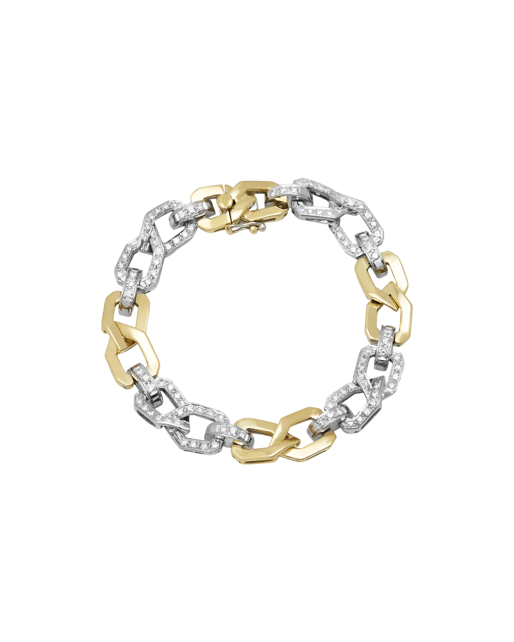 Bracciale guidi ereste in oro bianco con diamanti e oro giallo-1
