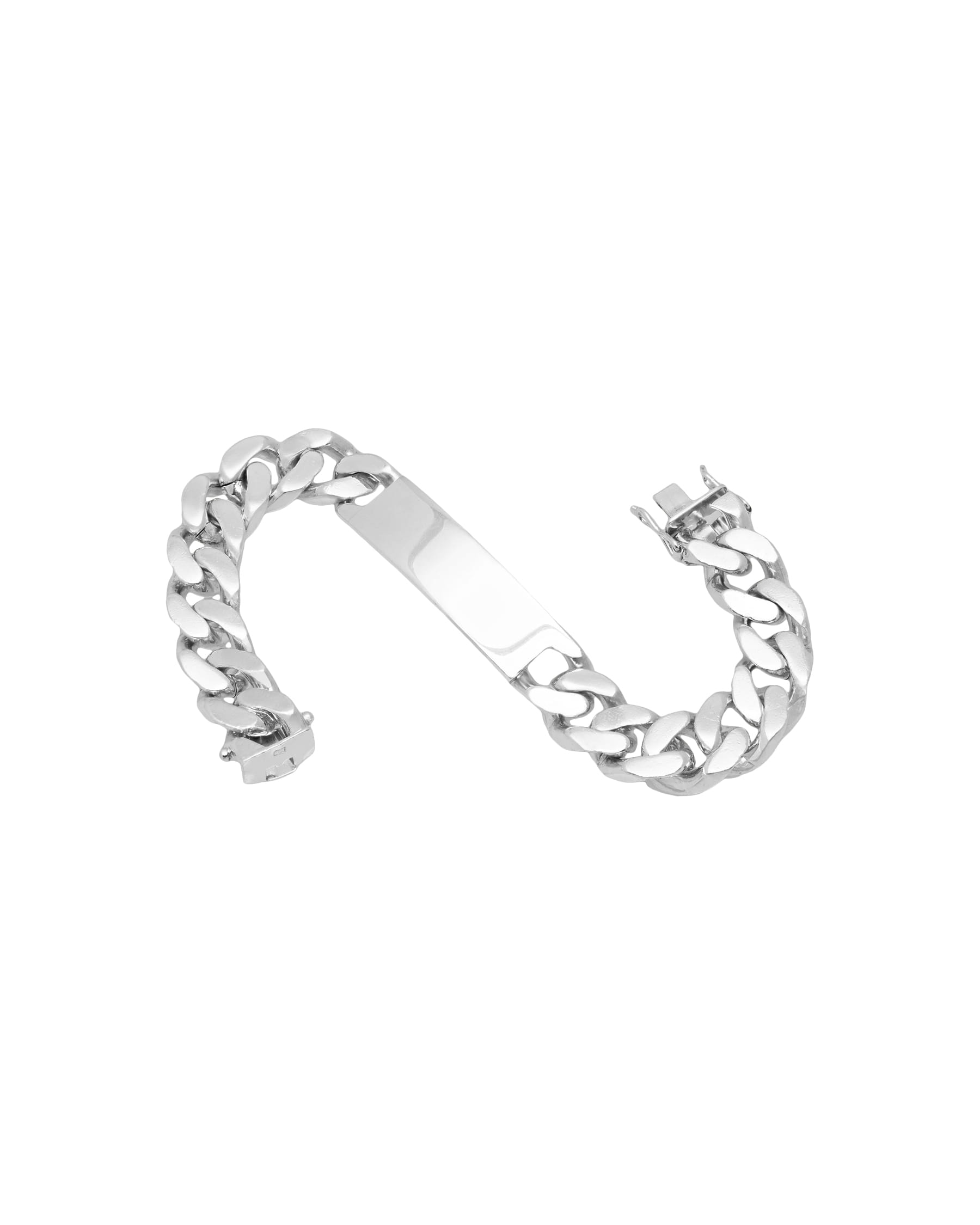 Bracciale in argento con maglia groumette grande e targhetta centrale-2