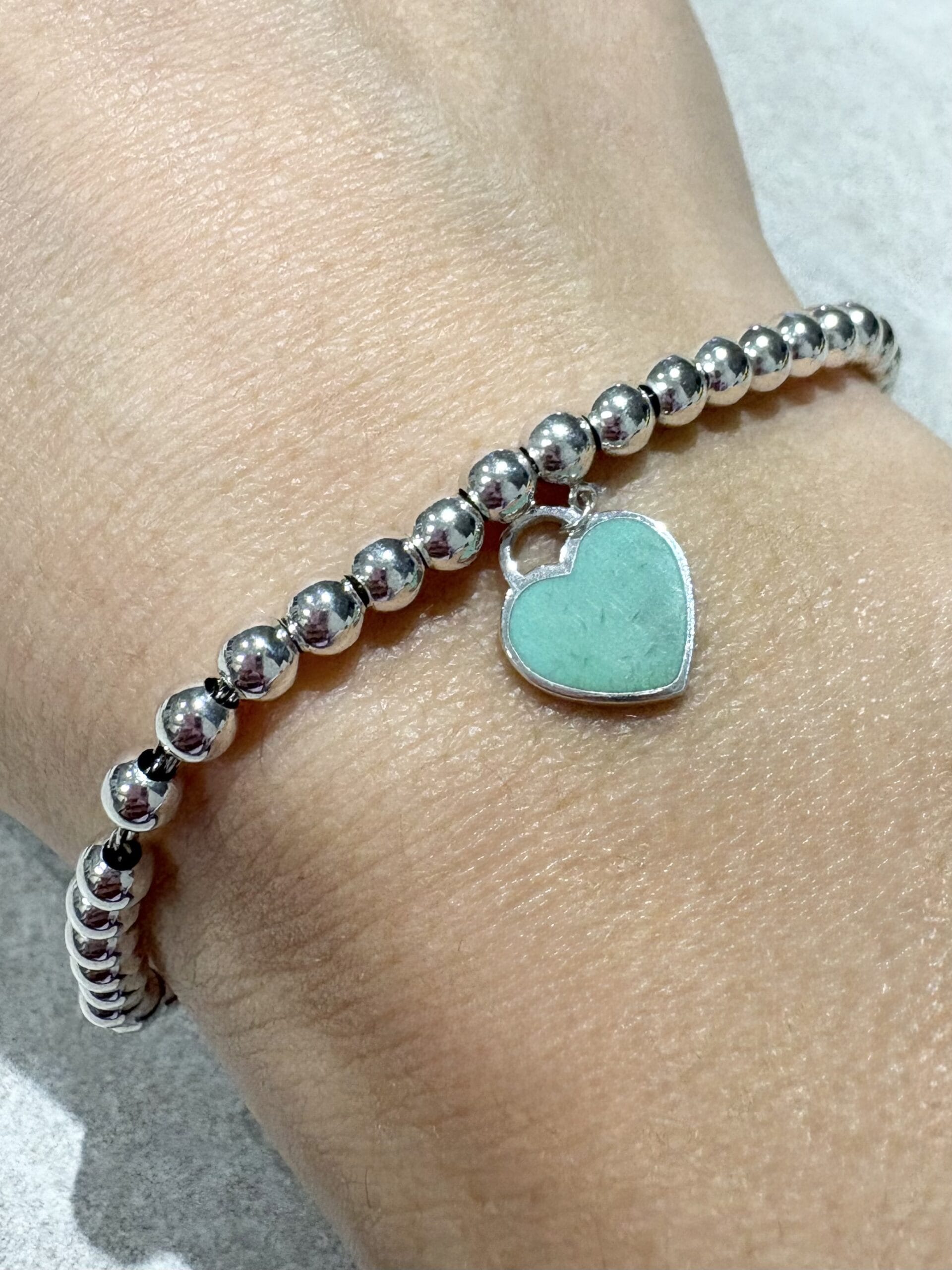 Bracciale return to bead heart tag tiffany blue® in argento, 4 mm-3