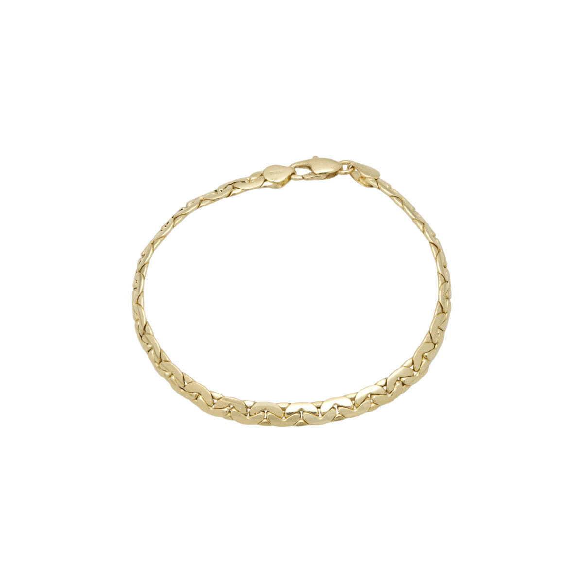 Bracciale in oro giallo con maglia groumette piatta-1