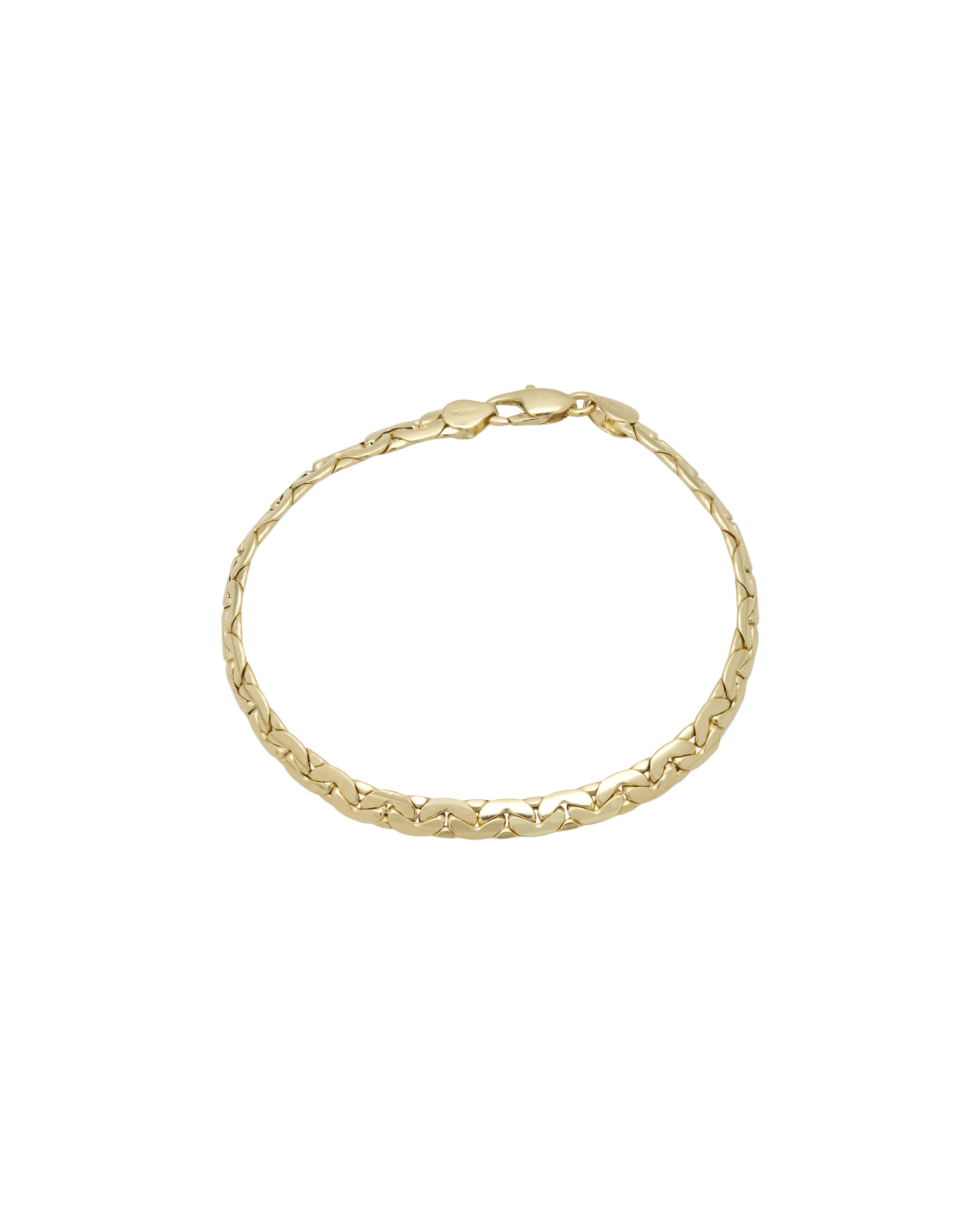 Bracciale in oro giallo con maglia groumette piatta-1