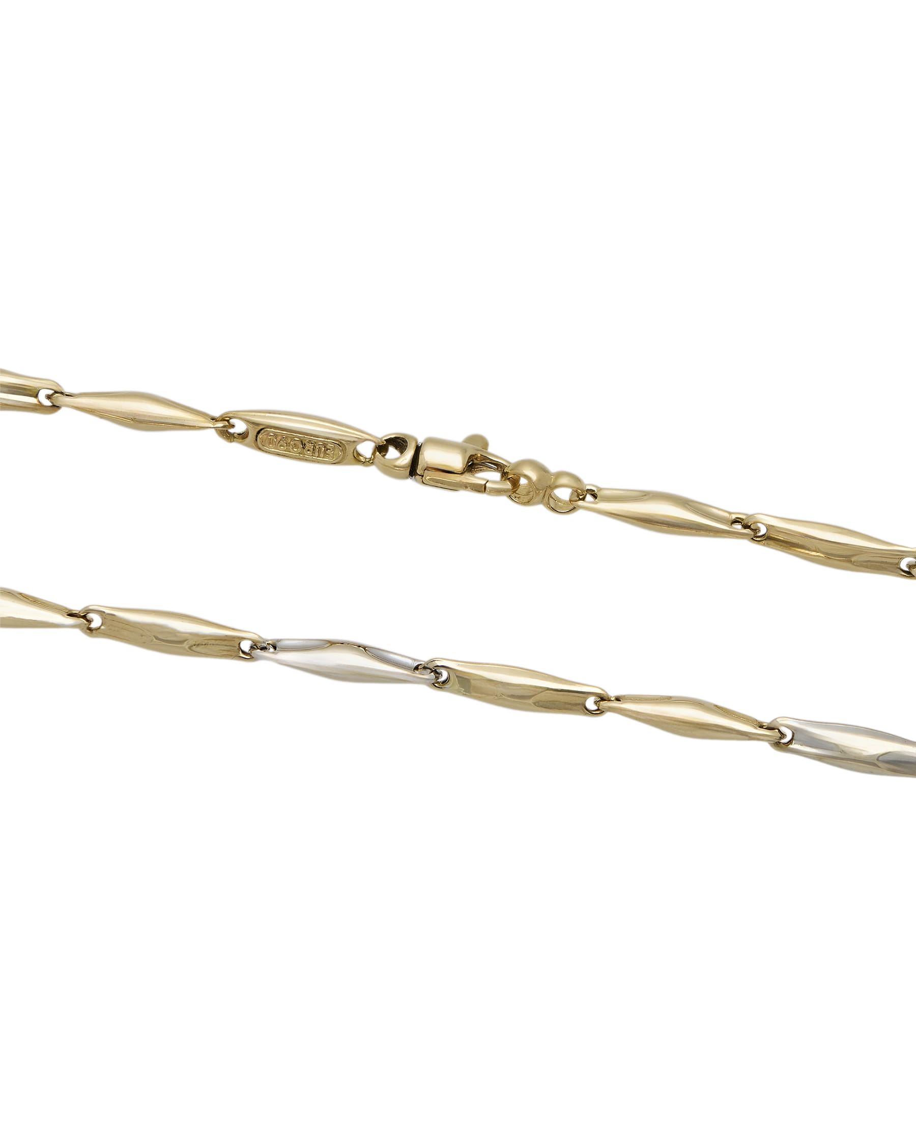 Collana maglia chicchi di riso in oro giallo e bianco-2