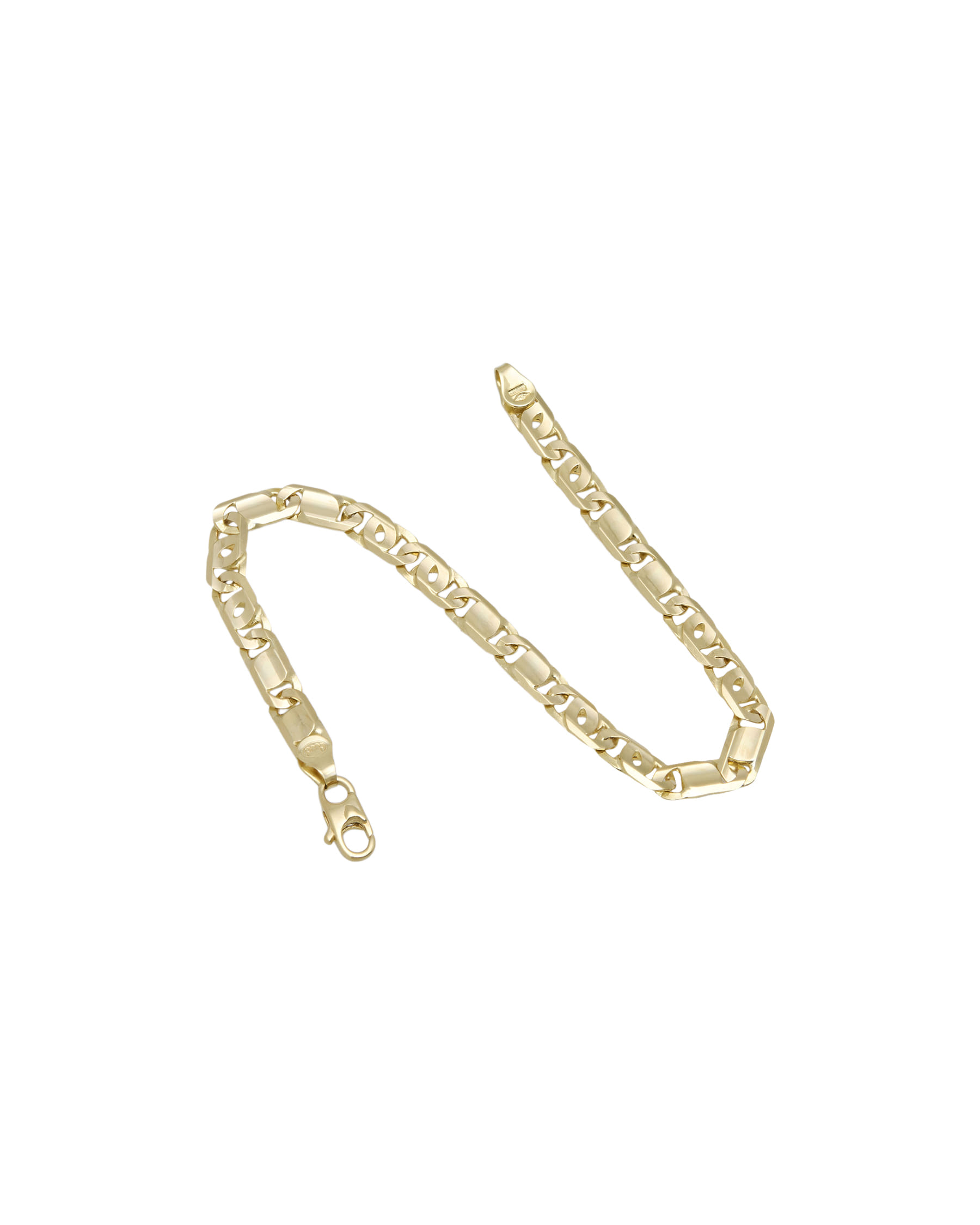 Bracciale in oro giallo con maglia piena occhio di tigre e di pernice-2