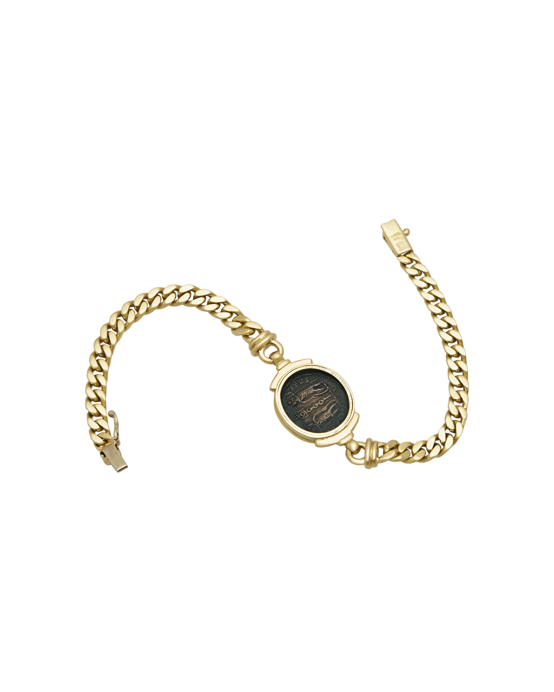 Bracciale nicoli scola maglia groumette con moneta costantino imperatore 305-337-2