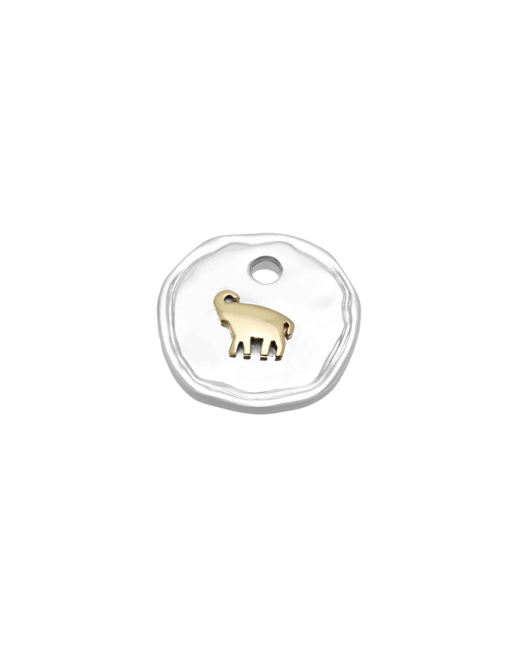 Ciondolo dodo ovale in argento con simbolo elefante in oro giallo 18 kt-1