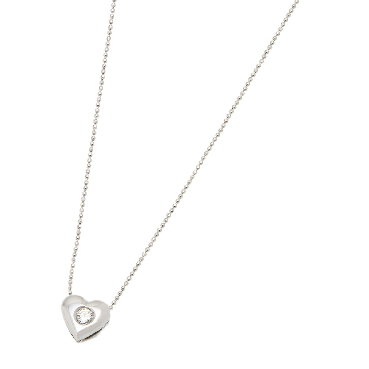 Catenina a palline con ciondolo punto luce a cuore con diamante-1